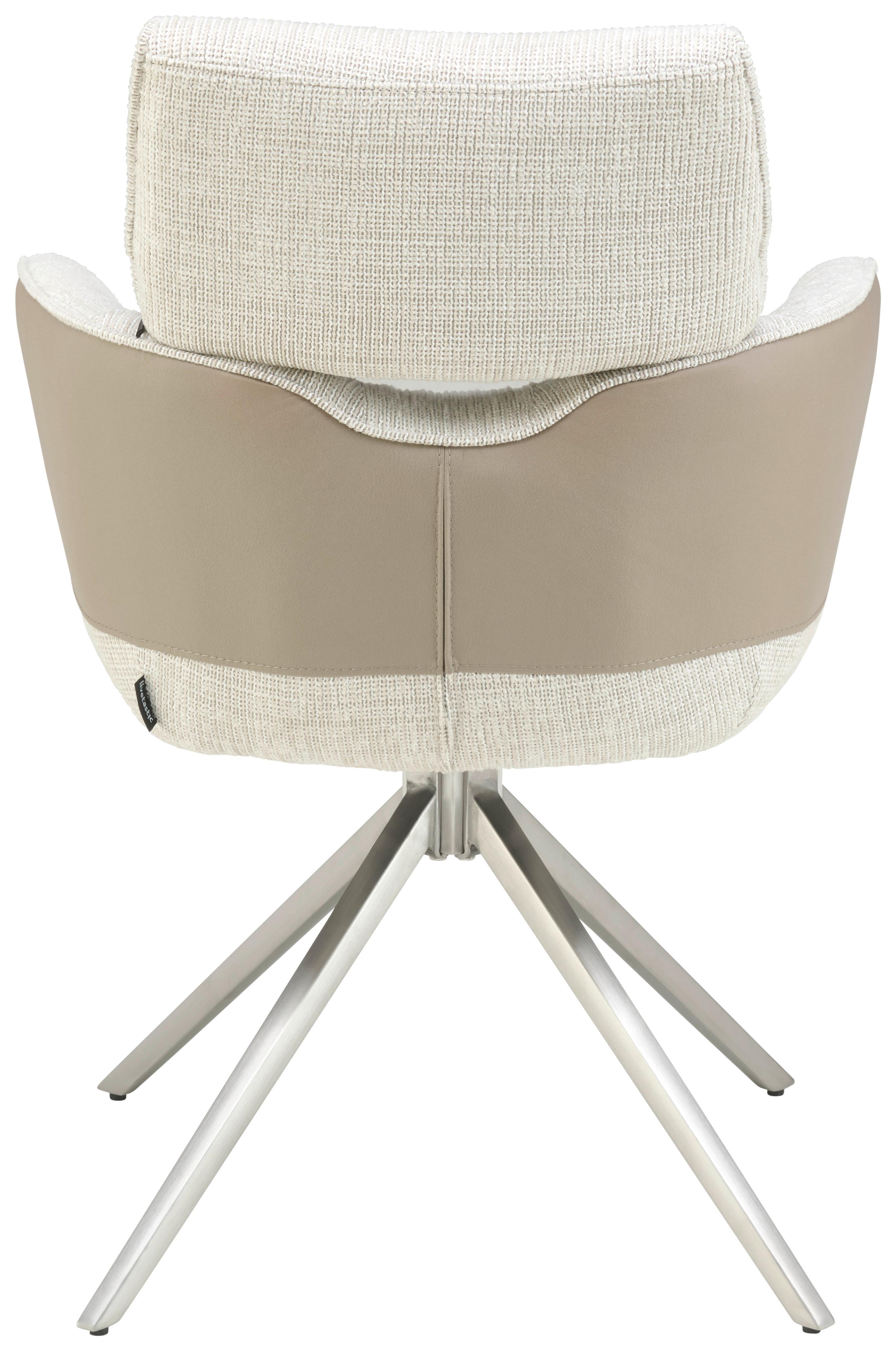 Armlehnstuhl Blake Beige, Sitzfl. 360° Drehbar - Taupe/Edelstahlfarben, KONVENTIONELL, Textil/Metall (59,5/90,5/64,5cm) - Livetastic