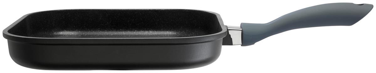 Grilovací pánev Smart, 27,5/27,5cm - šedá/černá, Konvenční, kov/plast (27,5/27,5/4,6cm) - Mömax