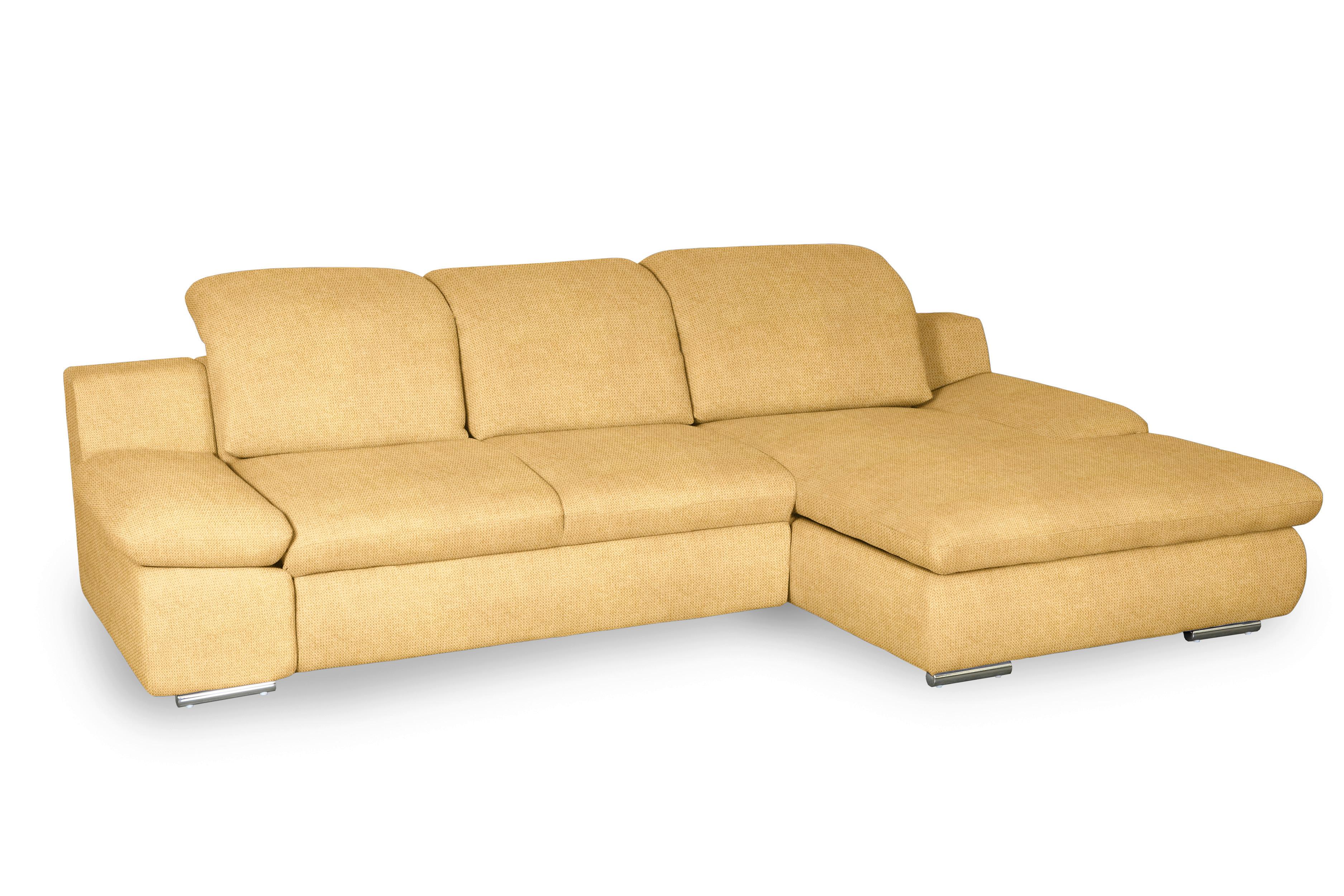Ecksofa Isona Gelb Chenille - Chromfarben/Gelb, Design, Textil (286/165cm) - Livetastic