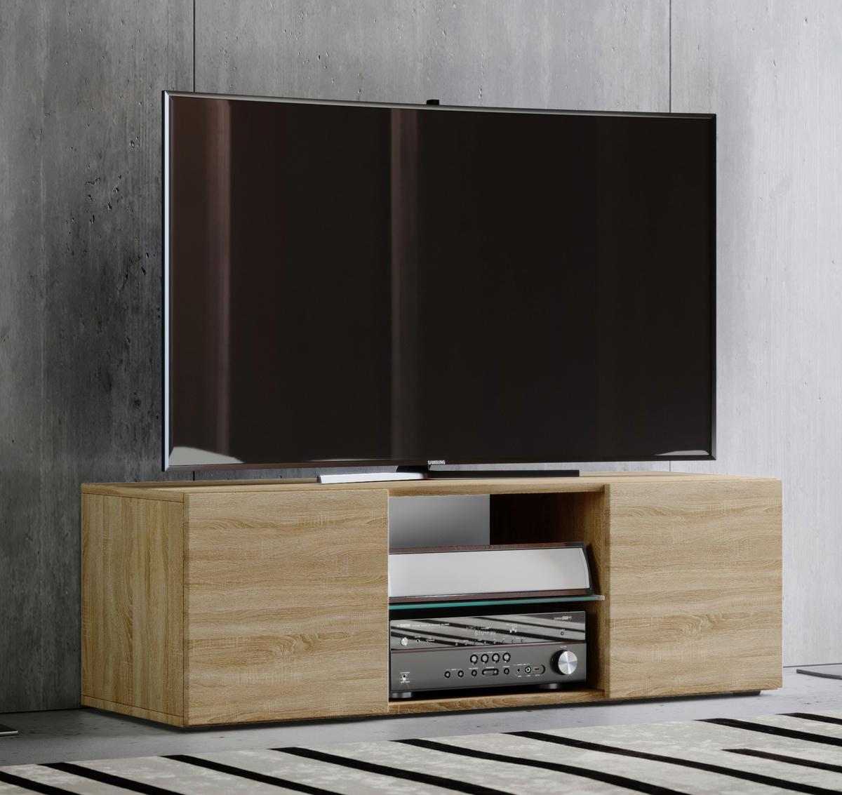 TV - skrinka Lowina š: 115 cm dub sonoma - čierna/farba duba, Konventionell, kompozitné drevo/plast (115/40/36cm) - MID.YOU