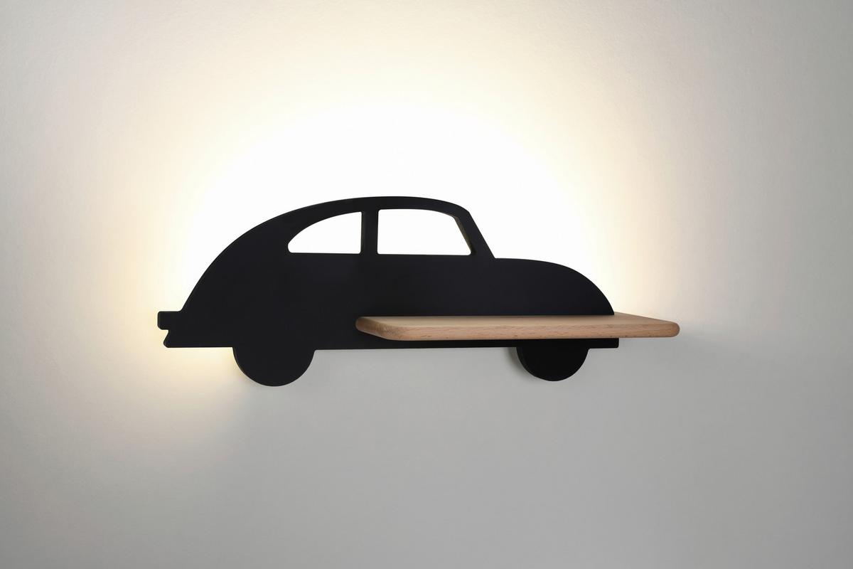 Kinderwandleuchte 21-84781 Car - Schwarz, Basics, Holz/Holzwerkstoff (43/12/15cm)