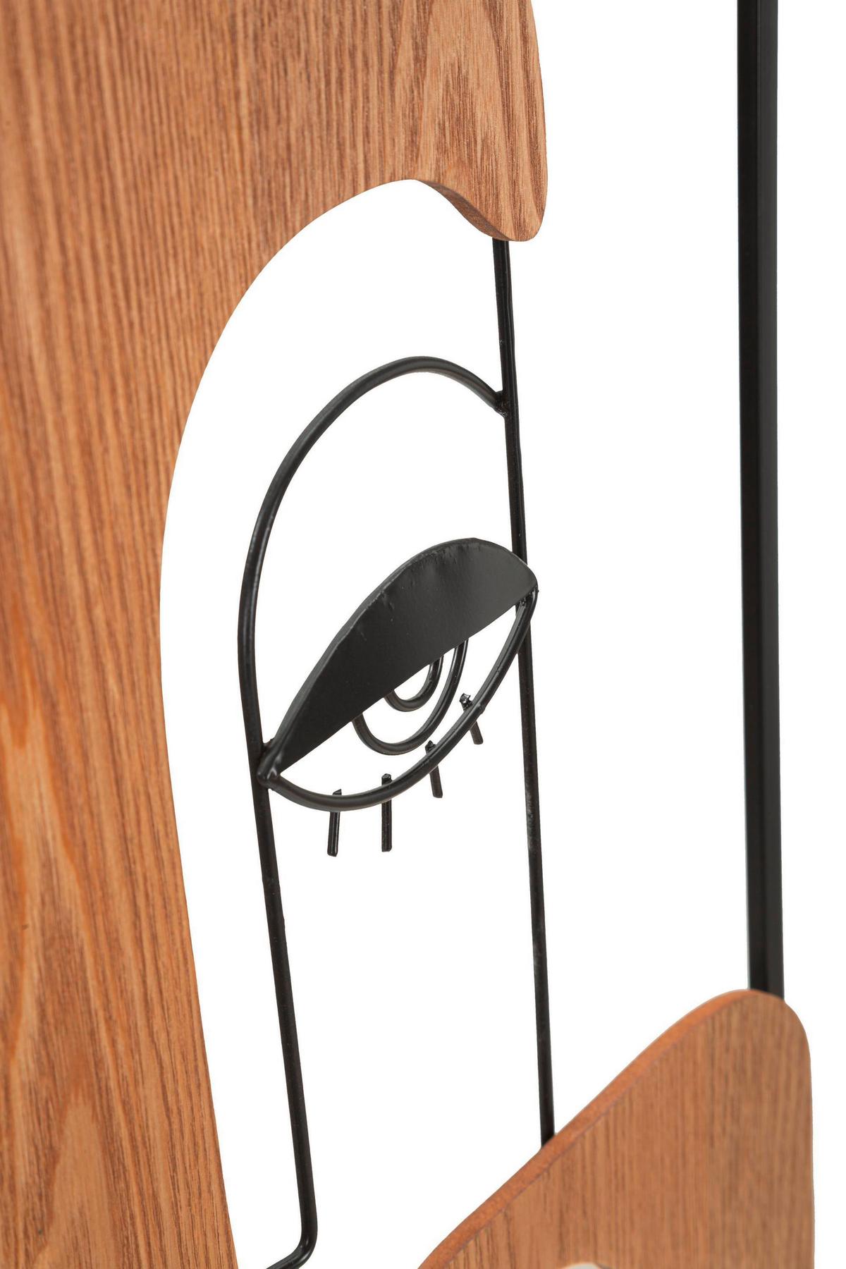 Wanddeko Picassy Naturfarben, Schwarz B: 38 cm - Schwarz/Naturfarben, Basics, Holzwerkstoff/Metall (38/89.5/2cm)