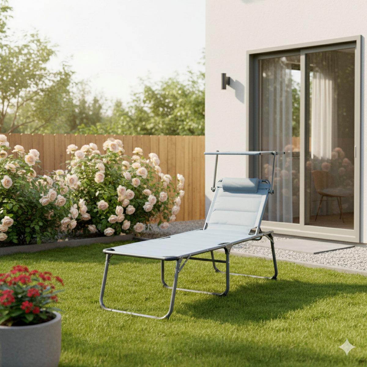 Sonnenliege Ph-Alu-Xsl-Grey - Hellgrau, Basics, Kunststoff/Textil (203/48/68cm)