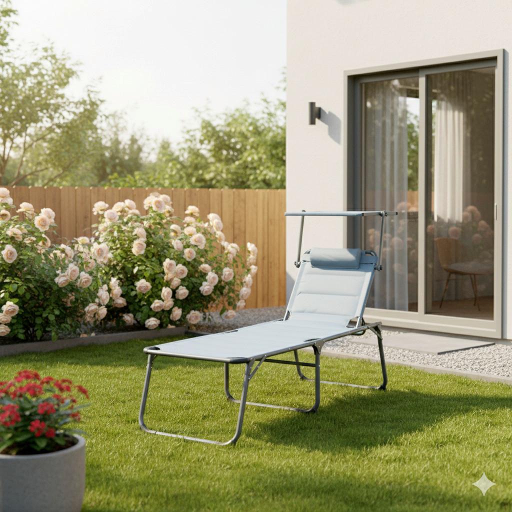 Sonnenliege Aluminium Grau Lxbxh: 203x68x48 Cm