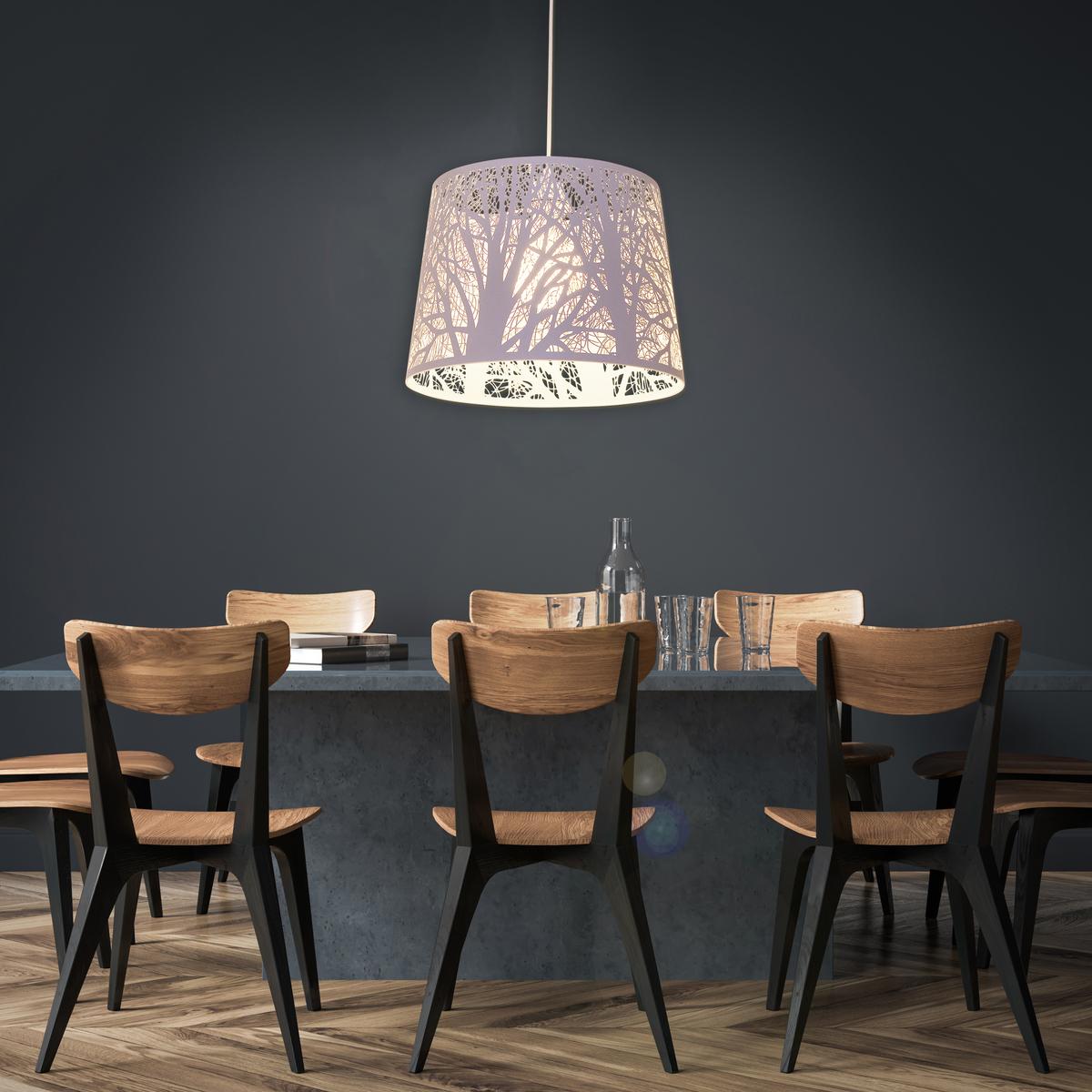 Hängeleuchte White Wood H: 110 cm 1-Flammig - Weiß, Trend, Kunststoff/Metall (25/110cm) - Näve