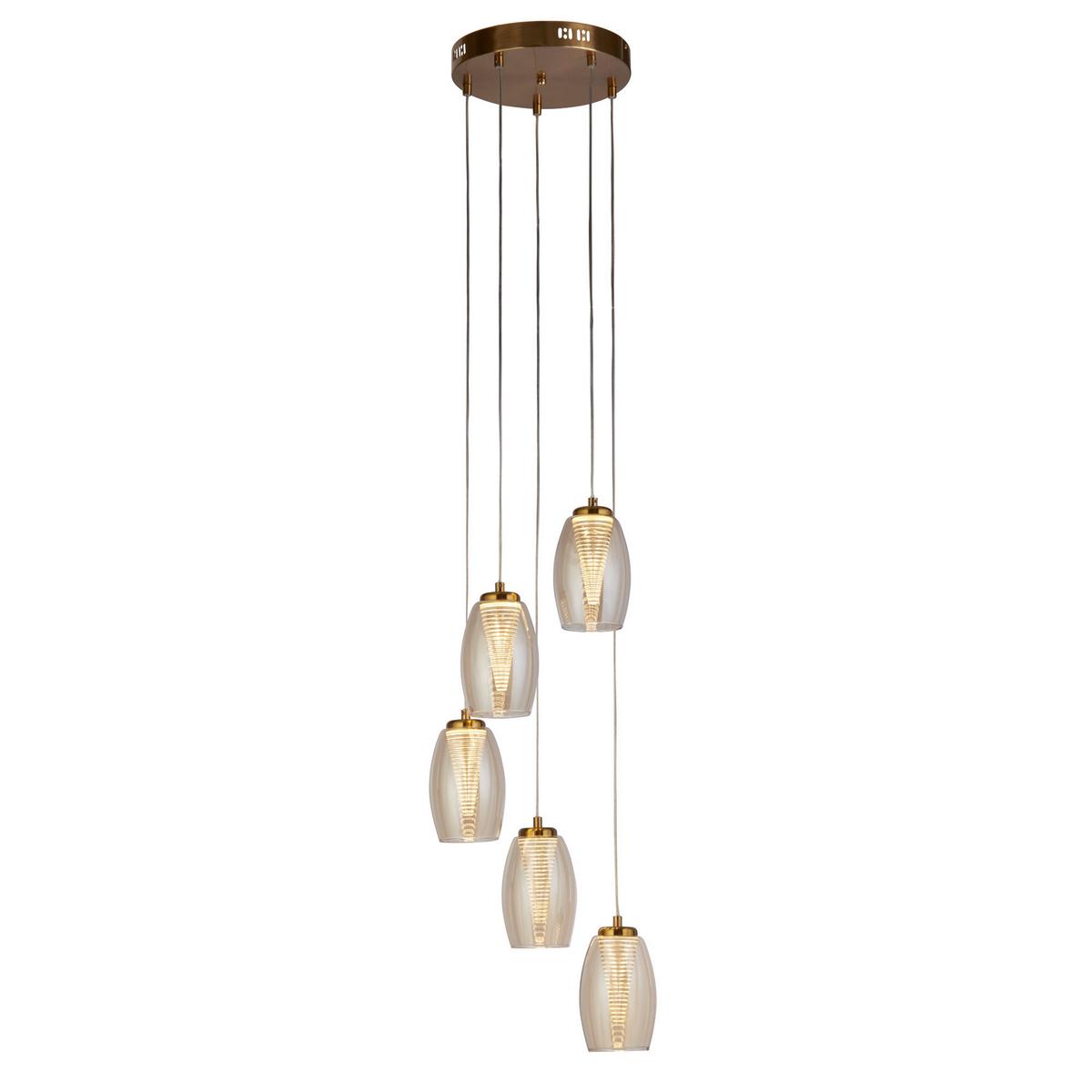 Led-pendelleuchte 97291-5cp - Champagner, Design, Glas/Kunststoff (35/150cm)