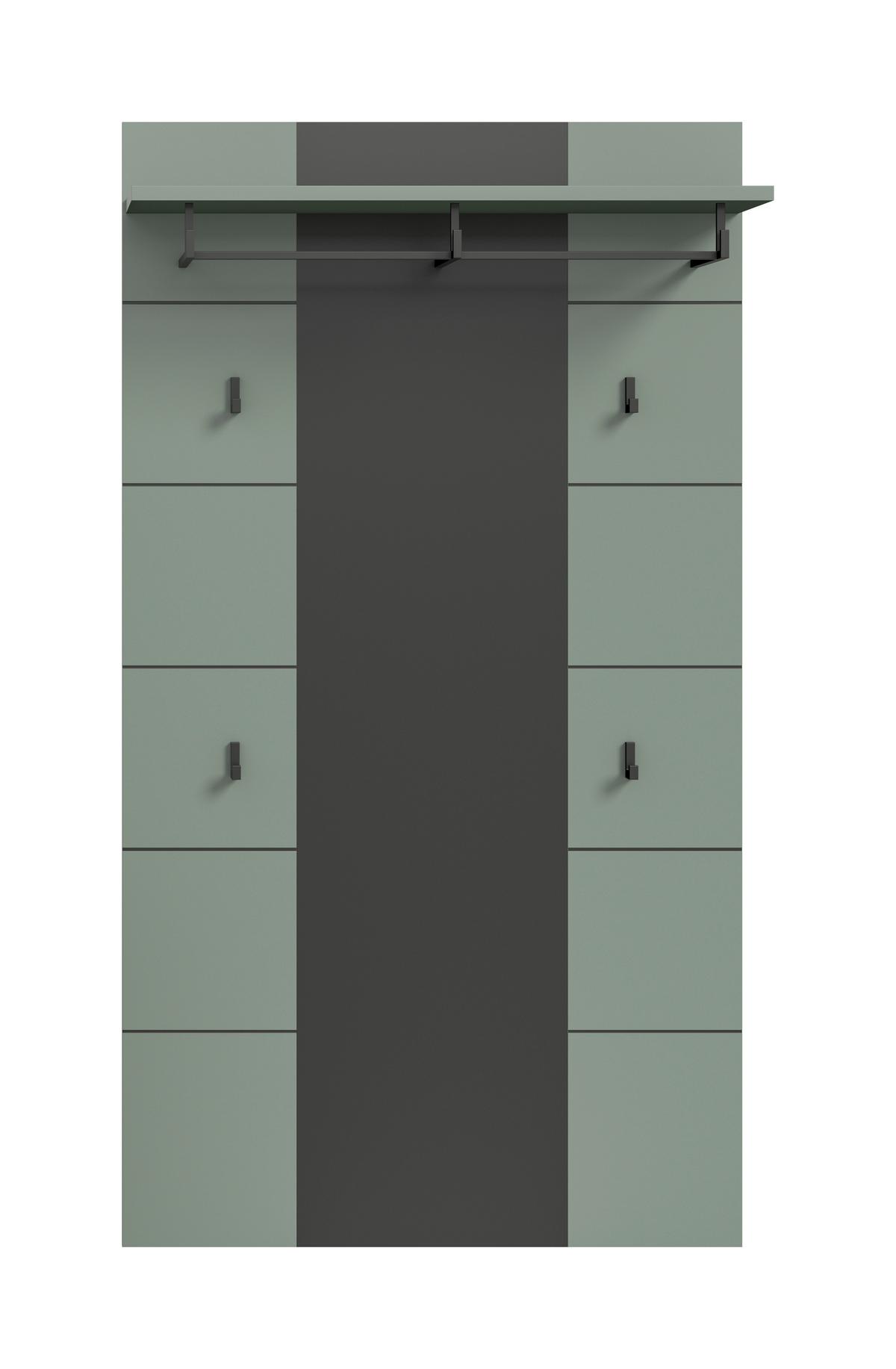 Garderobenpaneel Canu Grau/Grün B: 80 cm - Design, Holzwerkstoff (80/145/29cm) - Livetastic