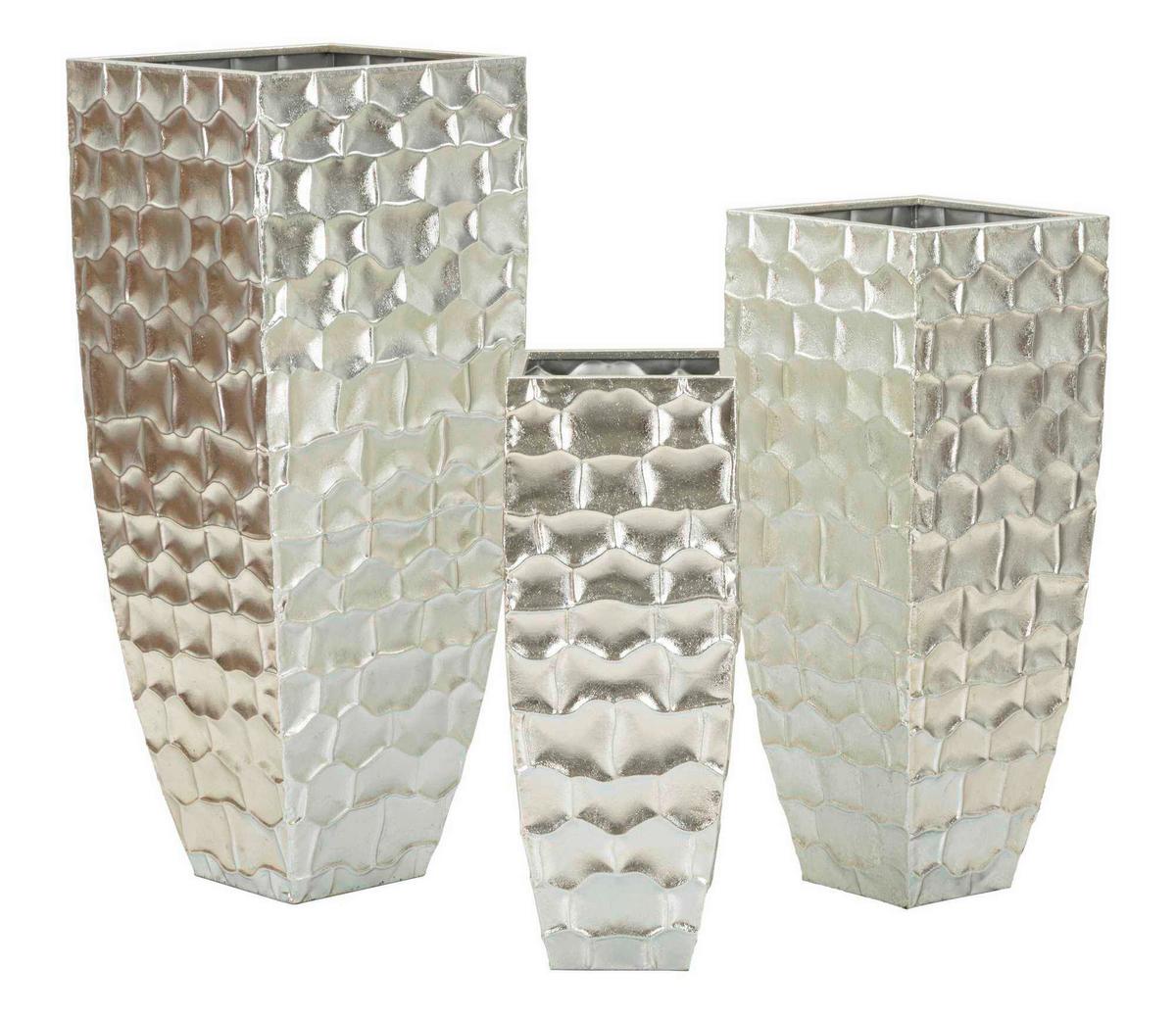 Vase Argy Set 3 Pcs Silberfarben B: 38,1 cm - Silberfarben, Basics, Metall (38,1/90,8/38,1cm)