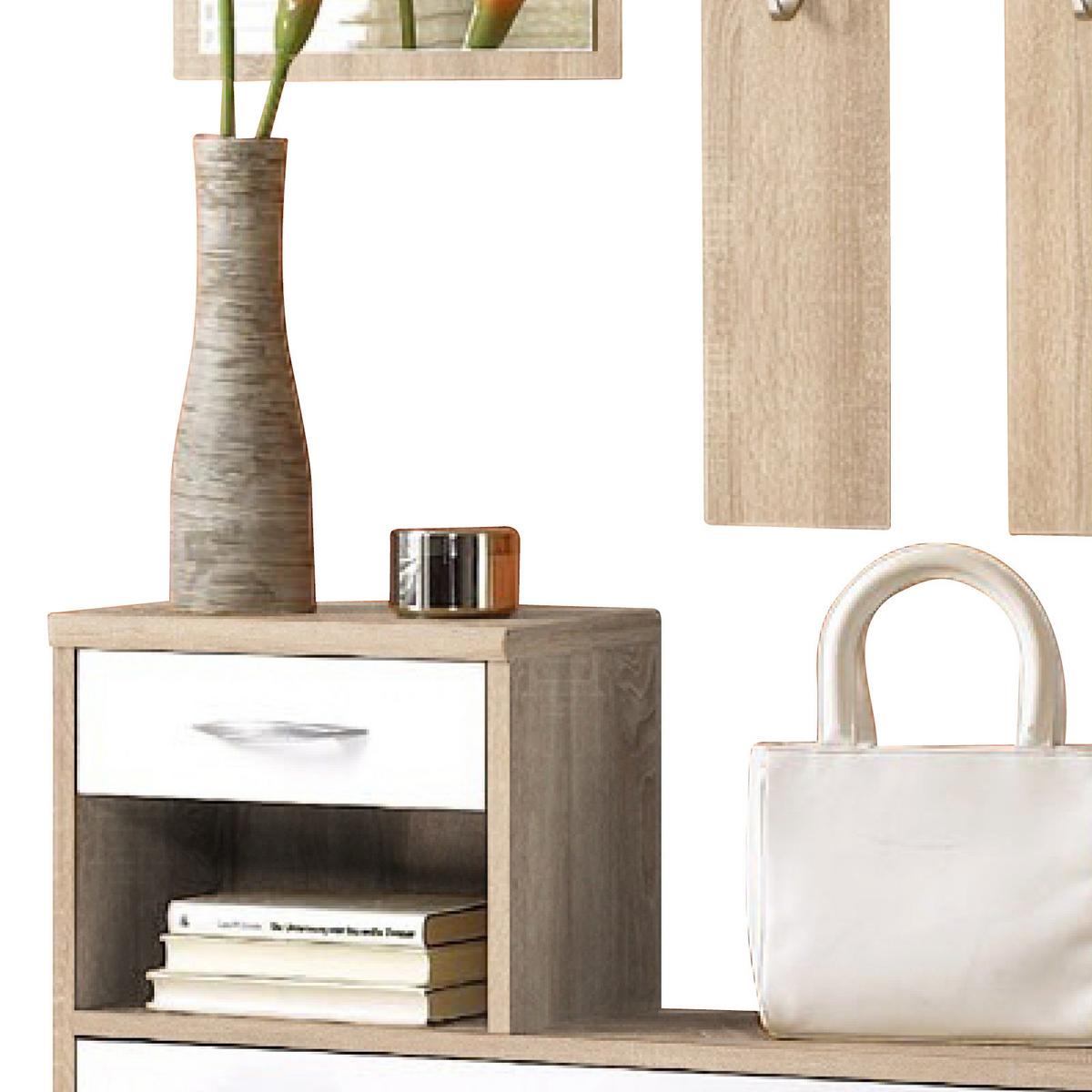 Garderobe Vera Eiche Dekor/ Weiß 2--Teilig. Mit Spiegel - Eichefarben/Weiß, KONVENTIONELL, Holzwerkstoff (100/191/25cm) - MID.YOU