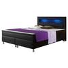 Boxspringbett Mit Topper & Beleuchtung 180x200 Monaco-F - Silberfarben/Schwarz, KONVENTIONELL, Leder/Textil (180/115/210cm) - MID.YOU