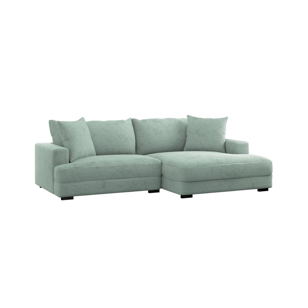 Ecksofa Pelle m. Kissen mintgrün Cord 265x180cm - Schwarz/Mintgrün, MODERN, Textil (265/180cm)