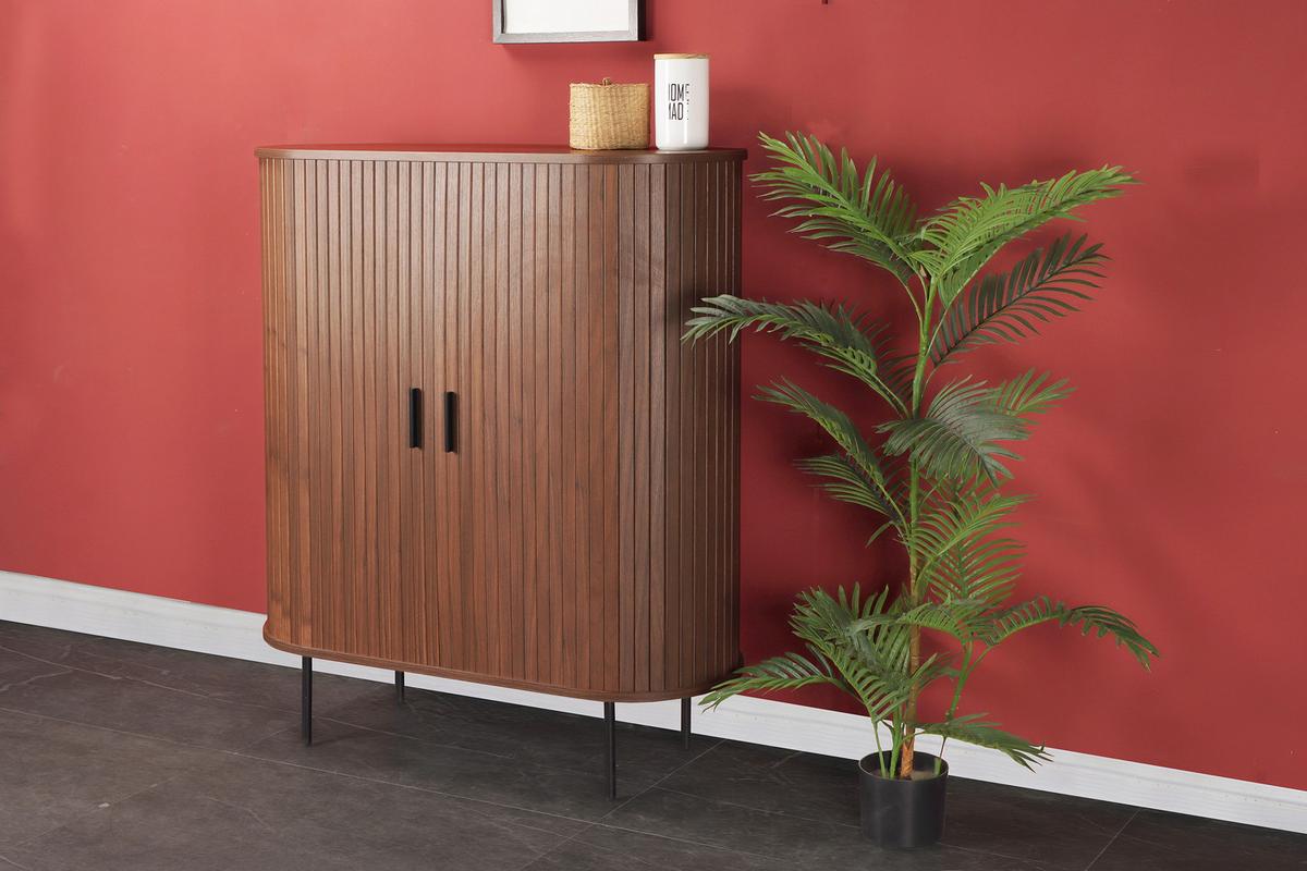 Kommode Walnussfarben, B: 100cm - Walnussfarben/Schwarz, Design, Holzwerkstoff (100/118/40cm) - Livetastic