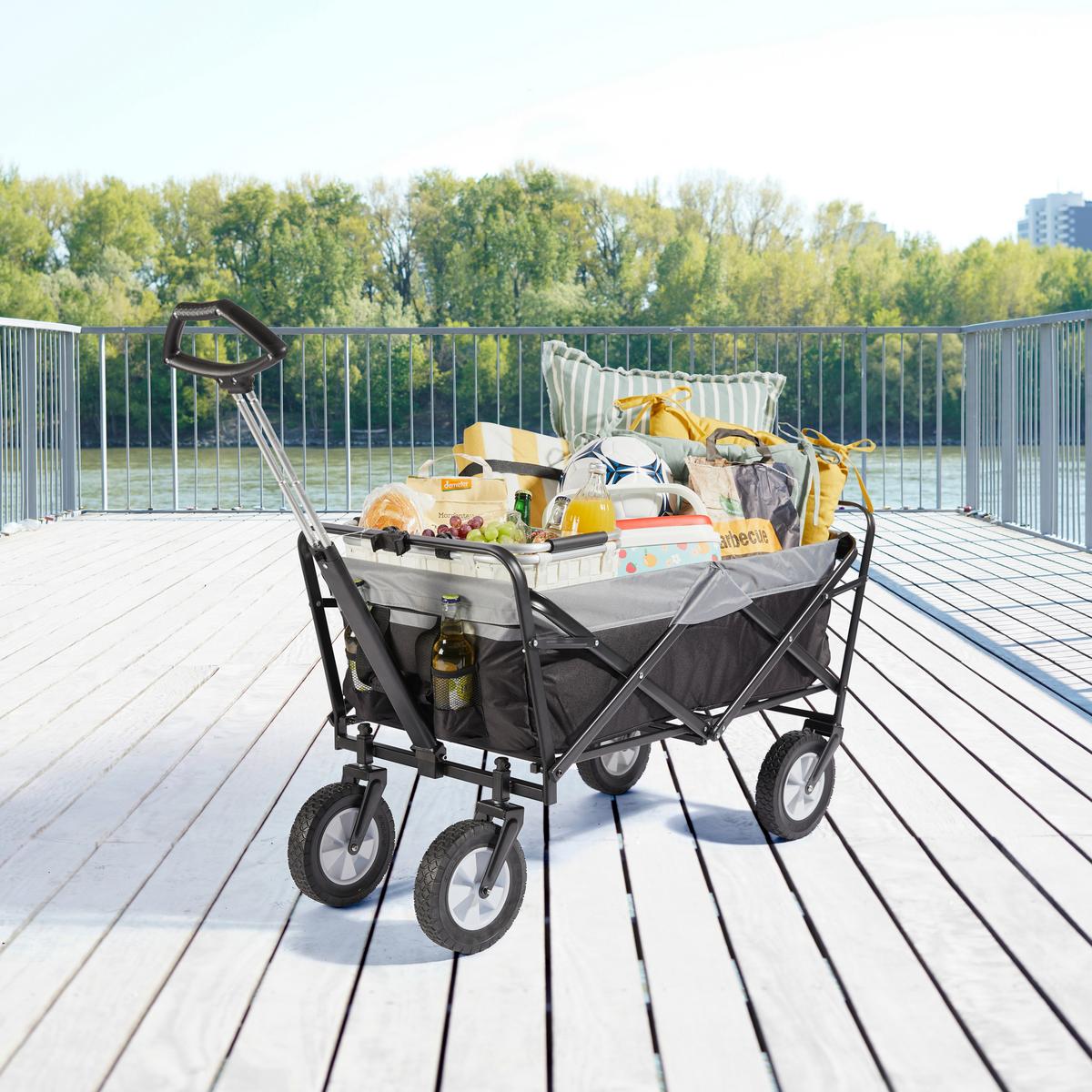 Bollerwagen Easymaxx Grau/schwarz Max. 80 Kg - Schwarz/Grau, Basics, Kunststoff/Textil (106,3/52/79,8cm) - TV - Unser Original