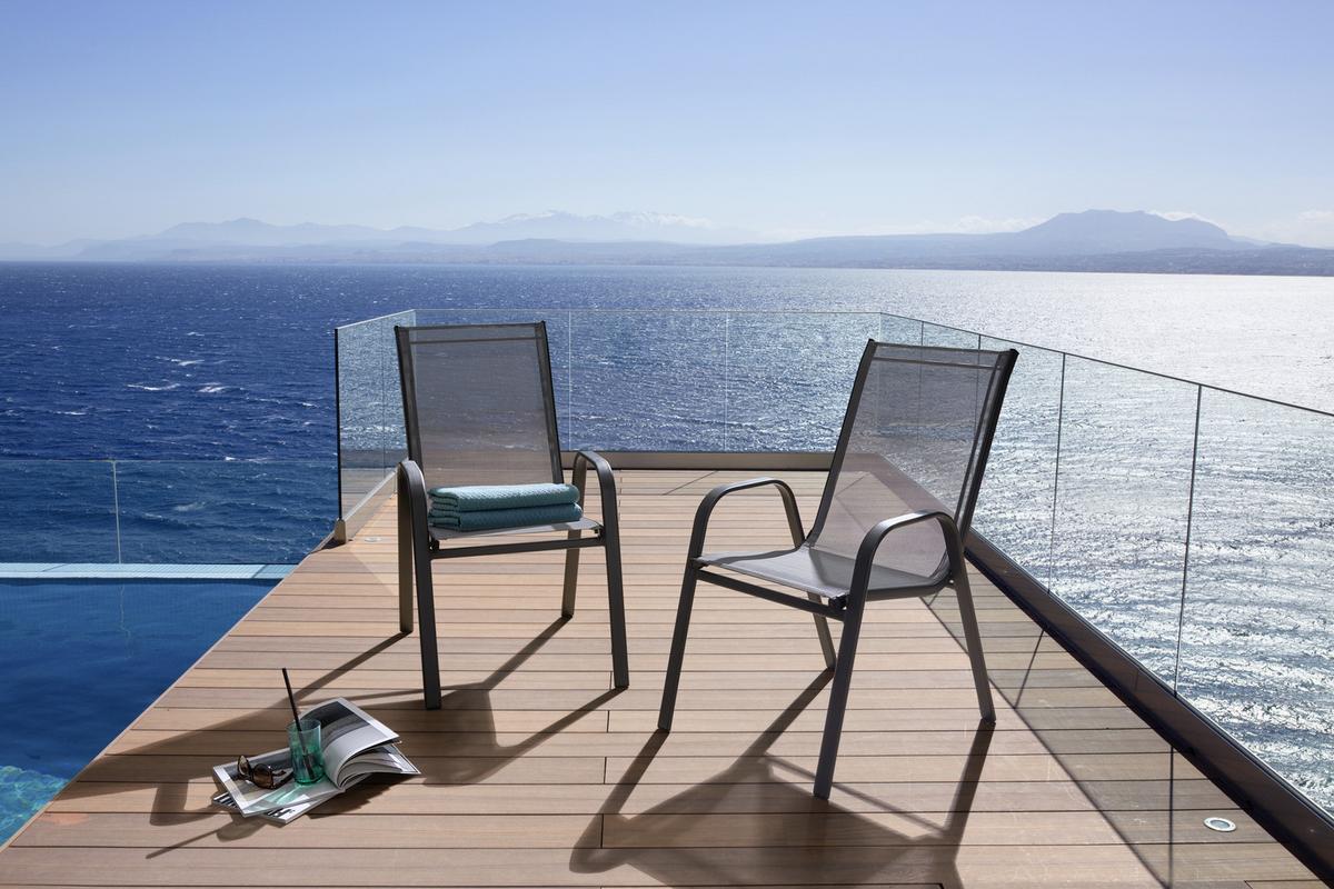 Gartensessel Stapelbar Alexis Stahl/textilene - Anthrazit, MODERN, Textil/Metall (54/92/73cm) - Ondega