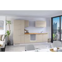Küchenzeile Ip1200 ohne Geräte 310 cm Kieselgrau - Eichefarben/Creme, Basics, Holzwerkstoff (310cm) - Impuls