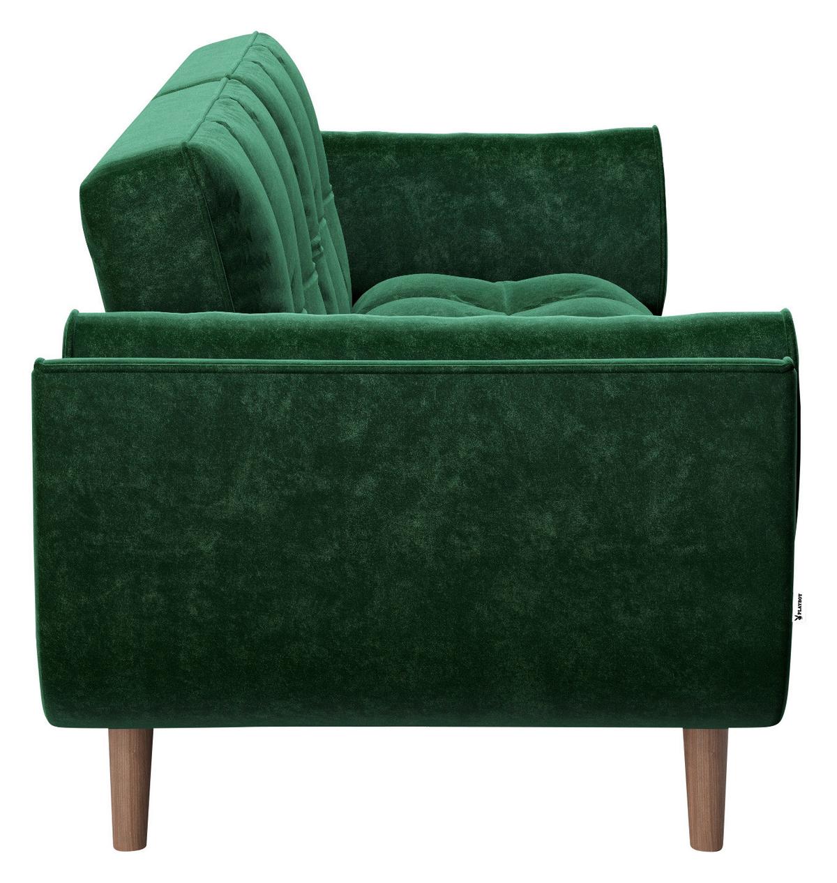 2-Sitzer-Sofa mit Schlaffunkt. Scarlett Grün Samt - Walnussfarben/Grün, KONVENTIONELL, Textil (215/81,5/84,5cm) - Playboy
