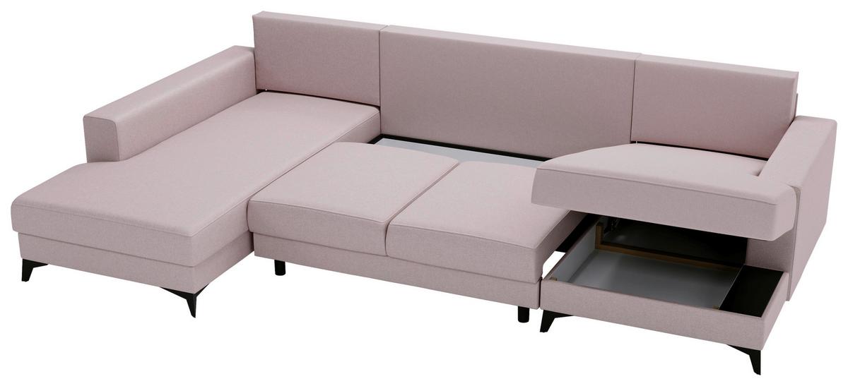 Harvey Rosa U: 190x339x156 Cm - Schwarz/Rosa, Design, Textil (190/339/156cm) - Livetastic