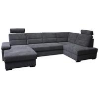 Ecksofa Norman - Anthrazit/Dunkelbraun, Design, Textil (166/319/183cm) - Livetastic