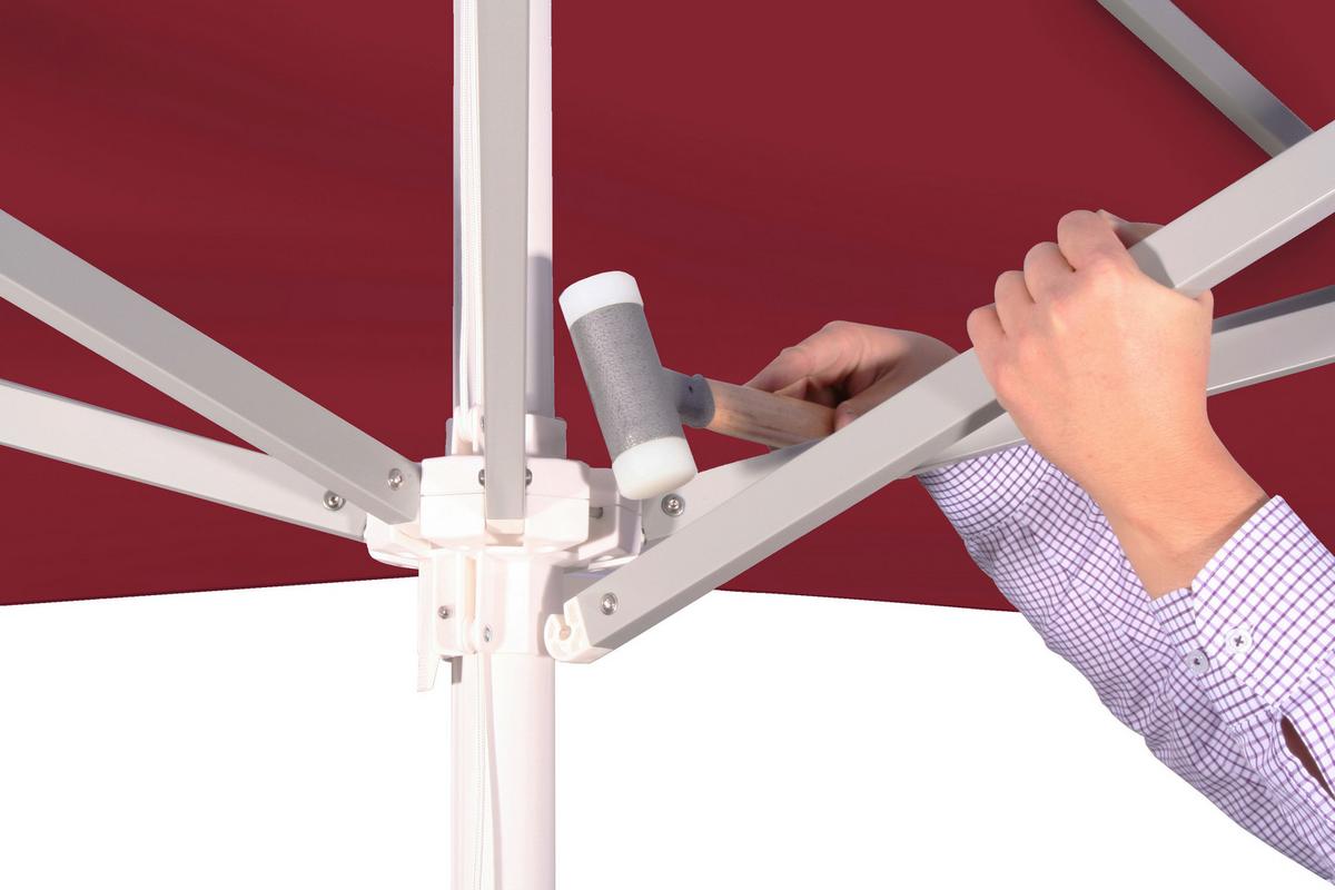 Ampelschirm Quadro LxBxH: 300x295x300 cm Bordeaux - Bordeaux/Silberfarben, Basics, Textil/Metall (300/295/300cm) - Schneider