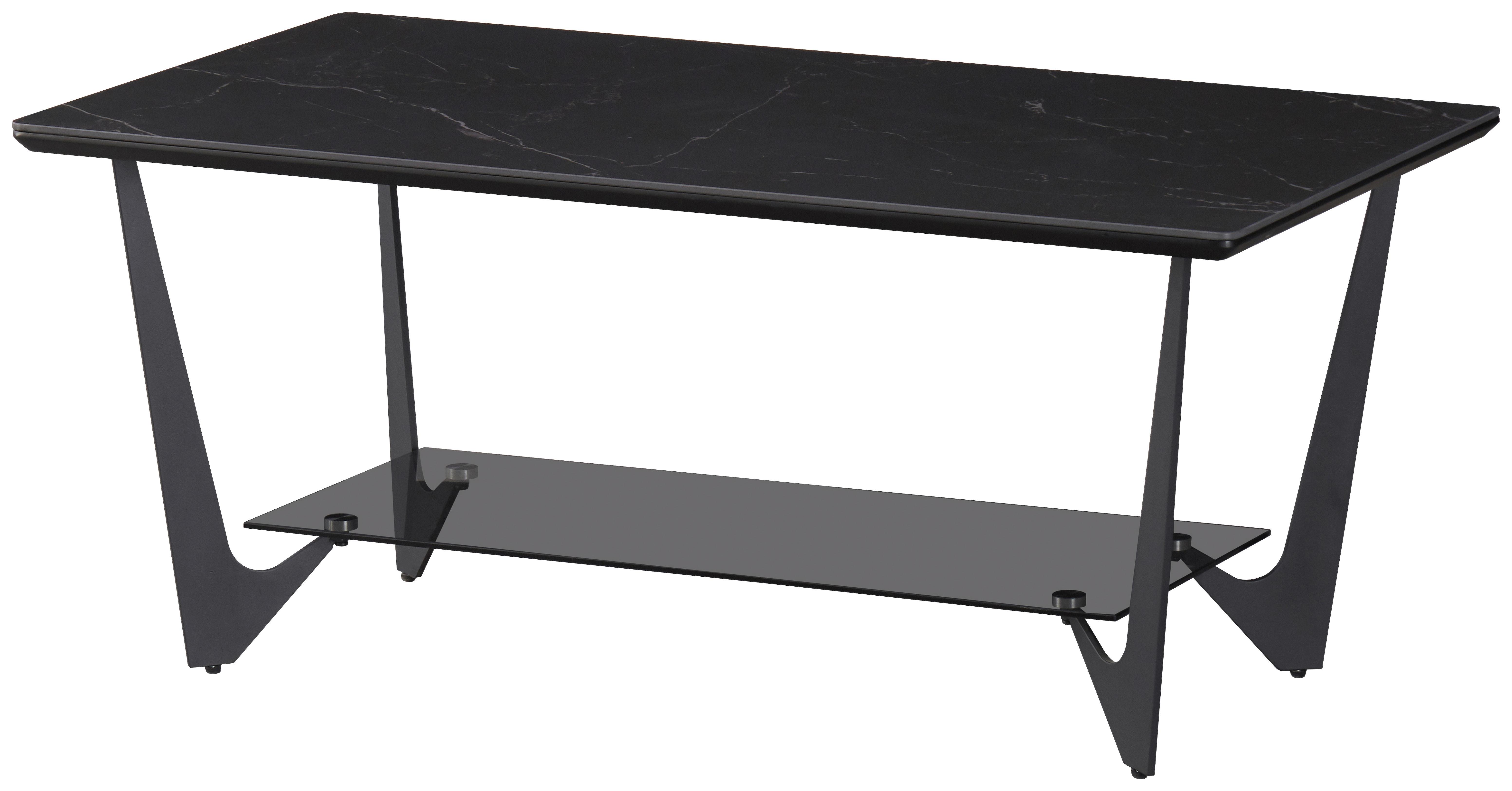 Dohányzóasztal Midnight - fekete, Modern, faalapú anyag/Üveg (110/46/60cm)