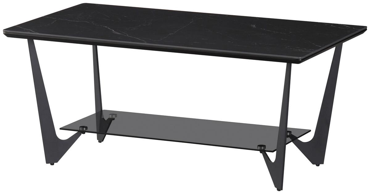 Dohányzóasztal Midnight - fekete, Modern, faalapú anyag/Üveg (110/46/60cm)