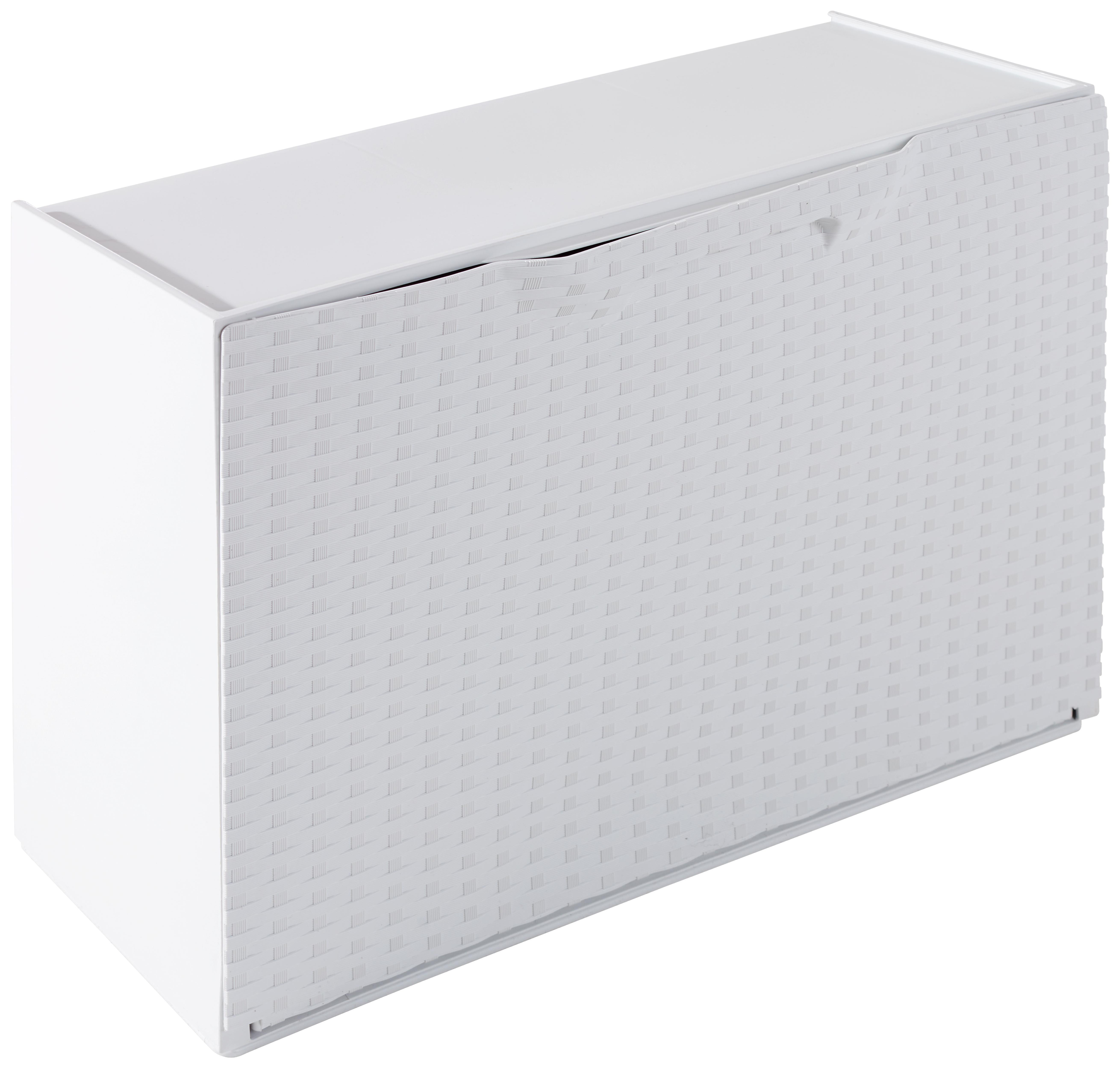 Schuhkipper Compact Rattan Optik Weiß - Weiß, Basics, Kunststoff (51/40/17,3cm)