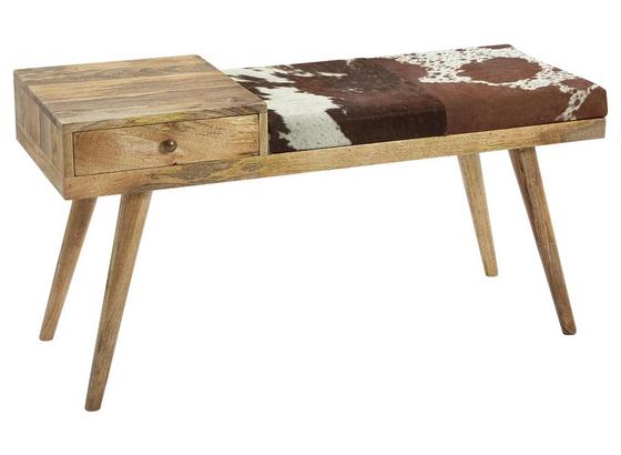 Sitzbank Salim B: 100 cm Mangoholz - Braun/Weiß, Natur, Holz/Fell (100/52/38cm) - Carryhome Sitzbank Salim B: 100 cm Mangoholz - Braun/Weiß, Natur, Holz/Fell (100/52/38cm) - Carryhome