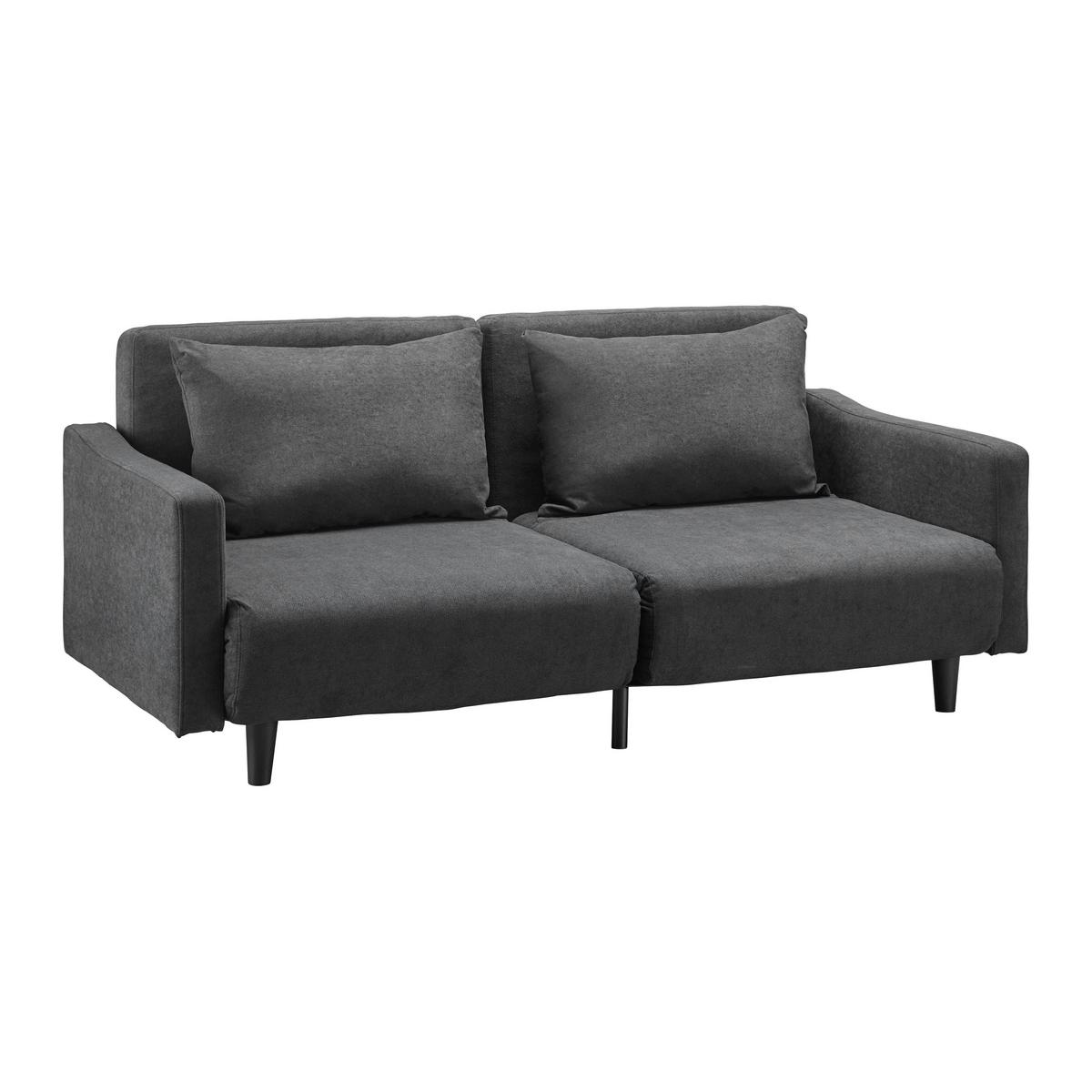 Malá rozkladacia pohovka SANDRO tmavosivá - čierna/tmavosivá, Modern, drevo/textil (175/76/89cm) - Bessagi Home