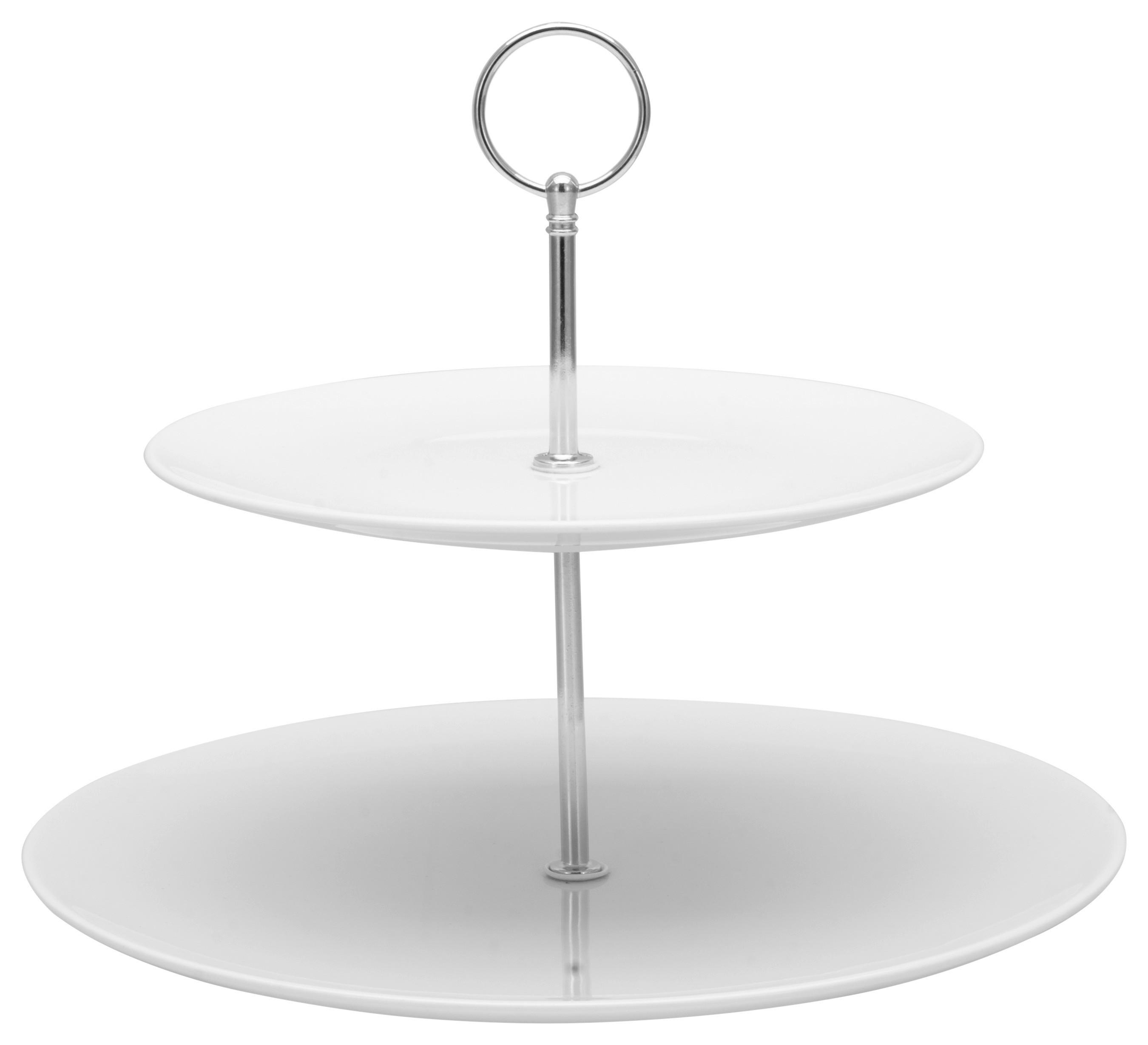 Etagere Rund Porzellan/metall Creatable 2-Stöckig Weiß - Weiß, Keramik/Metall - Creatable