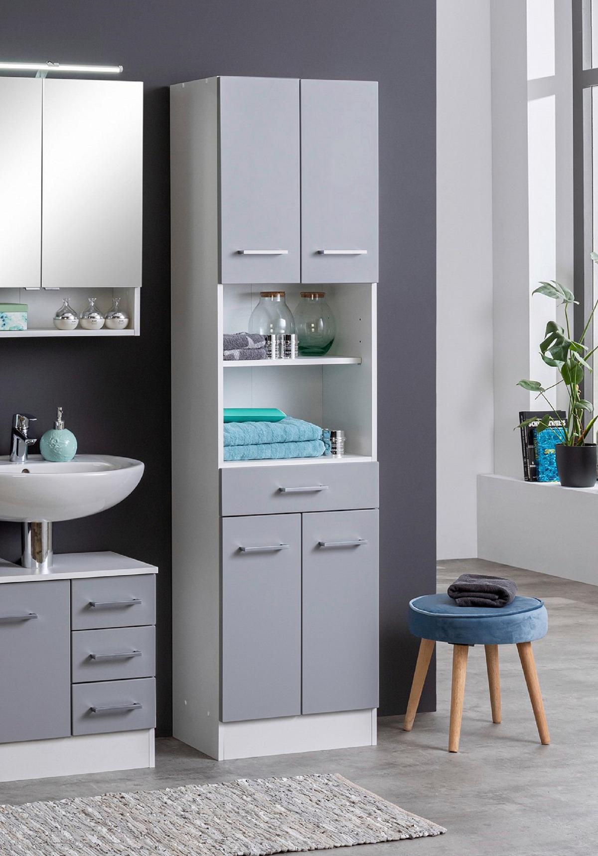 Hochschrank Riga Hellgrau/Weiß B: 50 cm - Hellgrau/Weiß, MODERN, Holzwerkstoff (50/190/35cm) - Held