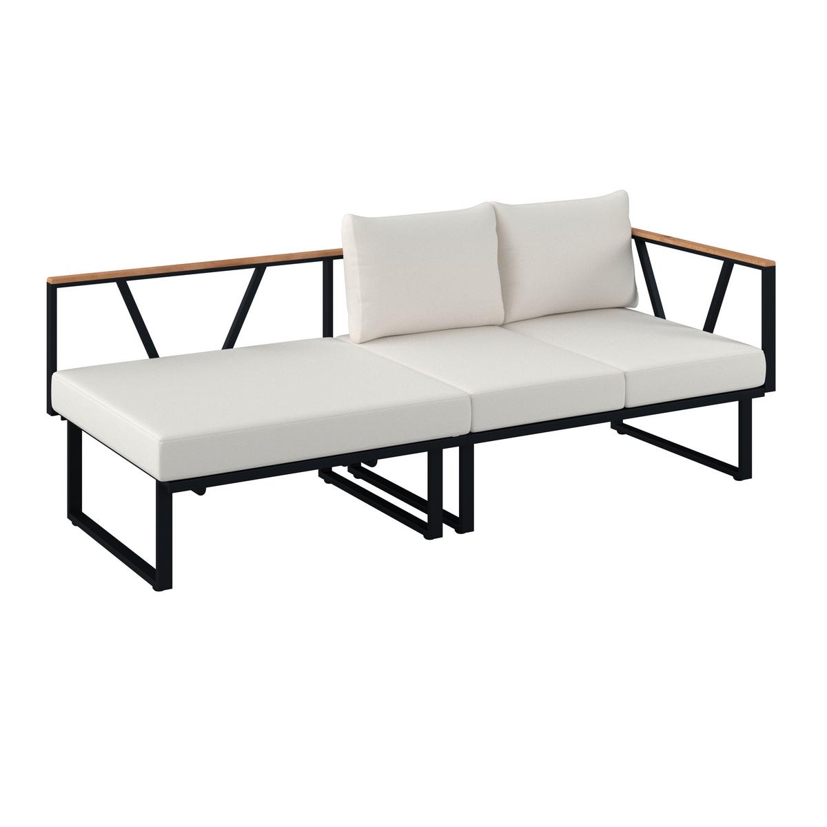 TERASOVÁ SEDACIA SÚPRAVA LORETTA - čierna/farba akácie, Modern, kov/drevo (80/75/80cm) - Bessagi Garden