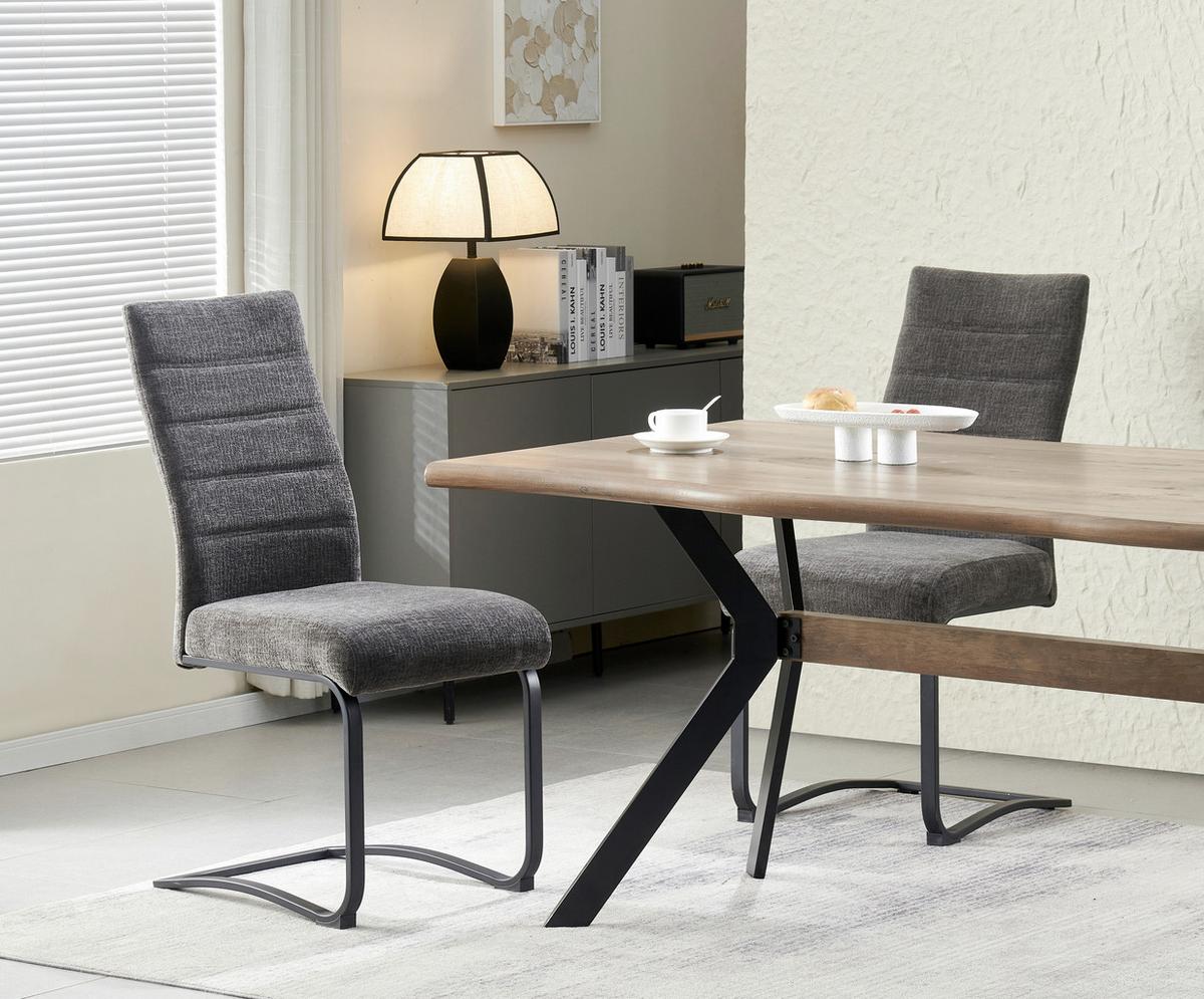 Schwingstuhl-Set Leni Anthrazit B: 43 cm - Anthrazit/Schwarz, MODERN, Textil/Metall (43/98/59cm) - MID.YOU