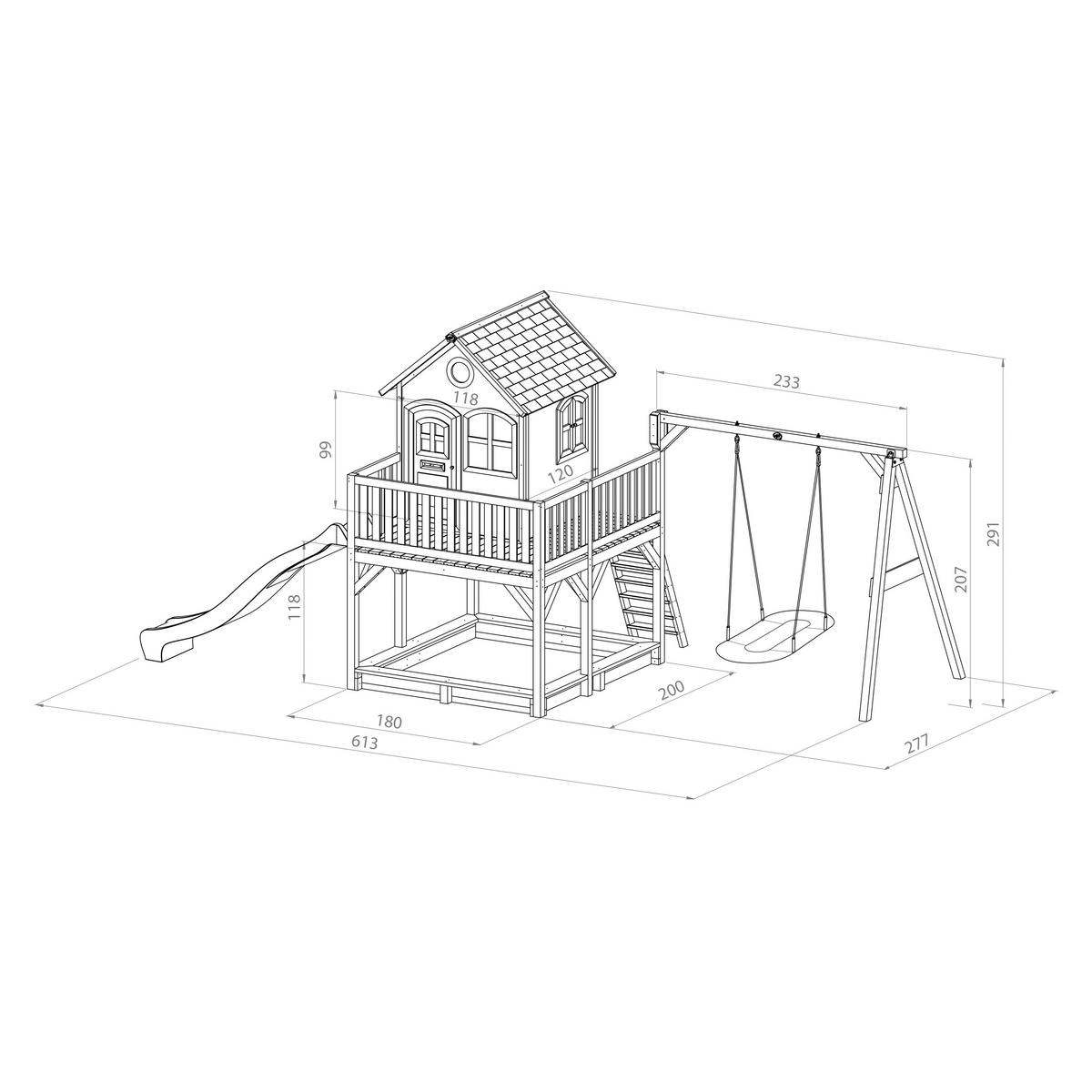 Spielturm A030.158.91 - Braun/Weiß, KONVENTIONELL, Holz (613/291/277cm) - Ambia Garden