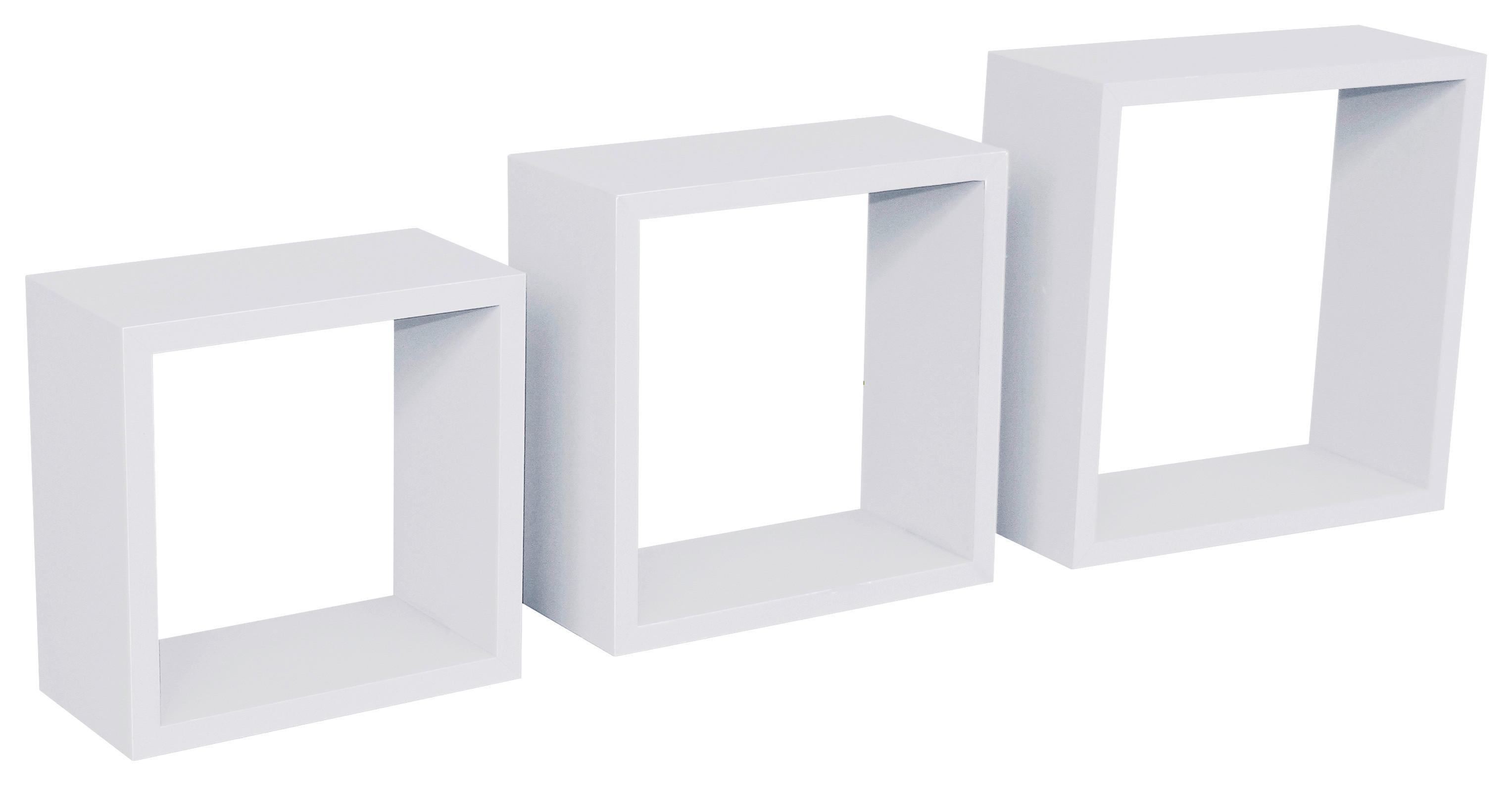 Wandregal Simple B: 30-27-24cm Weiß Dekor 3-teilig