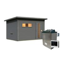 Saunahaus Bente 6 396/217/231 cm - Grau, MODERN, Holz (396/217/231cm)