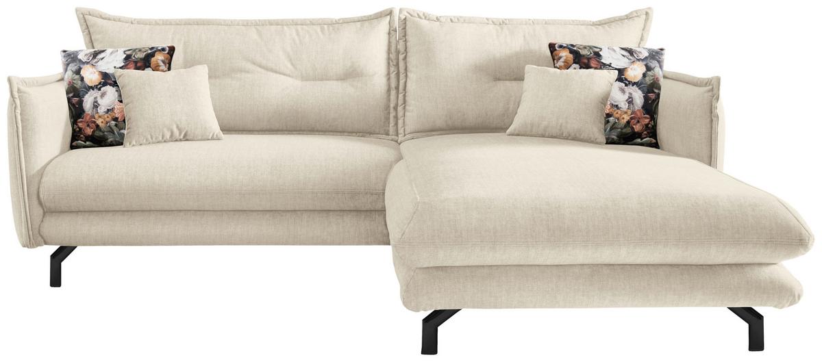 Ecksofa mit Armteilverstellung Lava, Beige, S: 255x180 cm - Beige/Schwarz, MODERN, Textil (255/180cm) - Livetastic