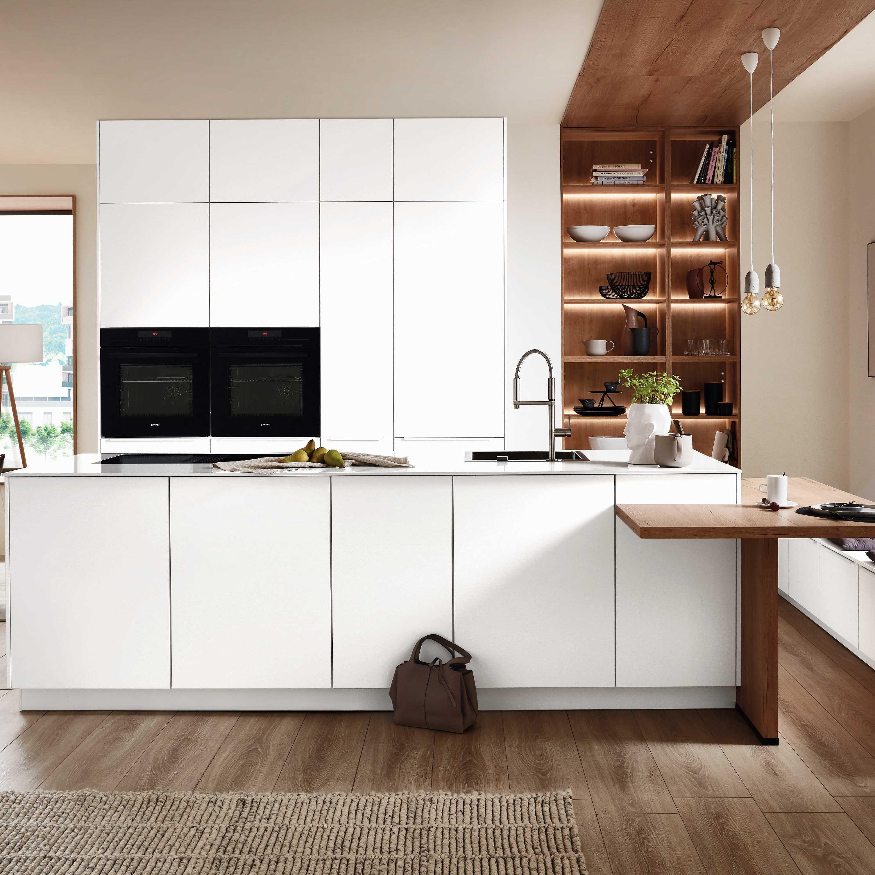 Einbauküche Eastbourne Frei Planbar Grifflose Küche - Weiß, MODERN, Holzwerkstoff - Vertico