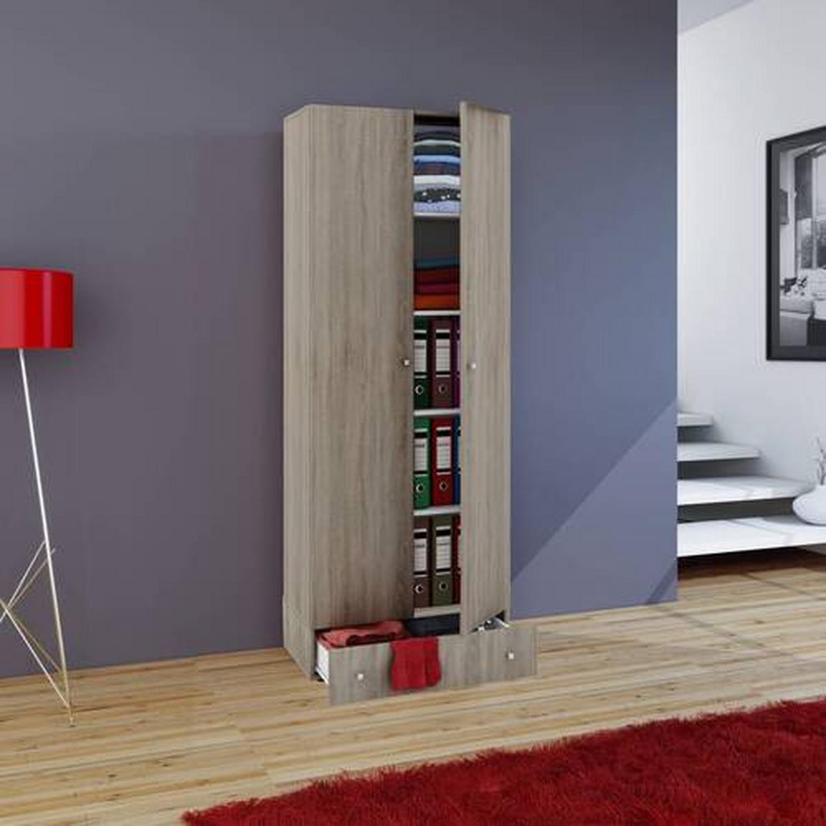 Mehrzweckschrank Vandol I Sonoma Eiche B: 70 cm - Schwarz/Sonoma Eiche, MODERN, Holzwerkstoff (70/198/39cm) - MID.YOU