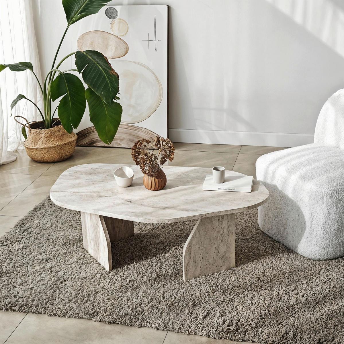 COUCHTISCH Travertine B: 100cm - Beige, MODERN, Holzwerkstoff (100/35/60cm)