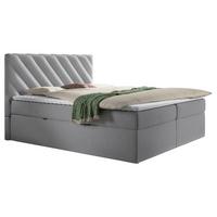 Boxspringbett mit Topper Hellgrau 180x200 cm Gusto - Hellgrau/Schwarz, MODERN, Textil (180/200cm) - MID.YOU