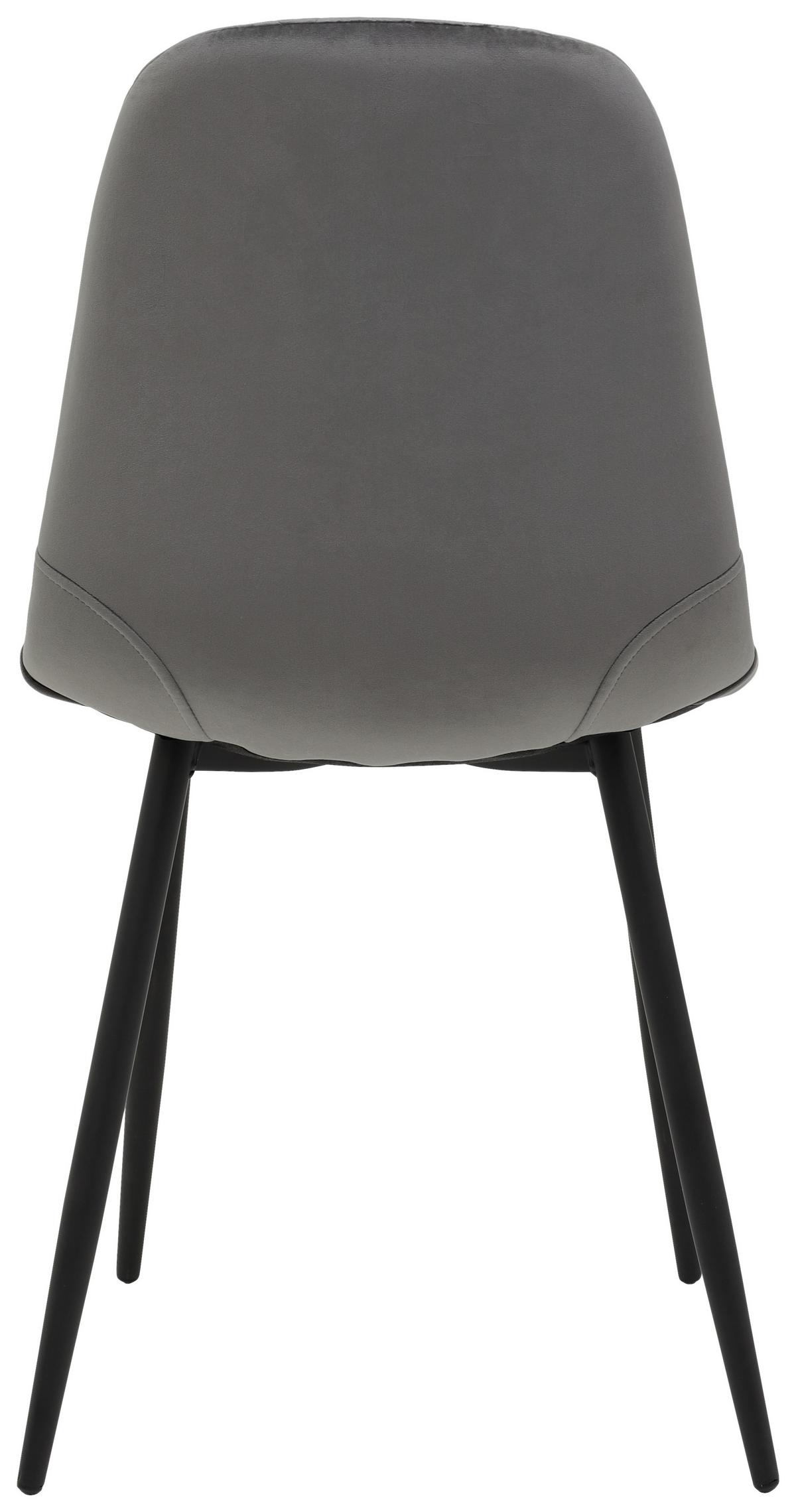 Schalenstuhl Mira Grau Samt Gepolstert - Schwarz/Grau, Basics, Textil/Metall (44/89/53,5cm) - MID.YOU