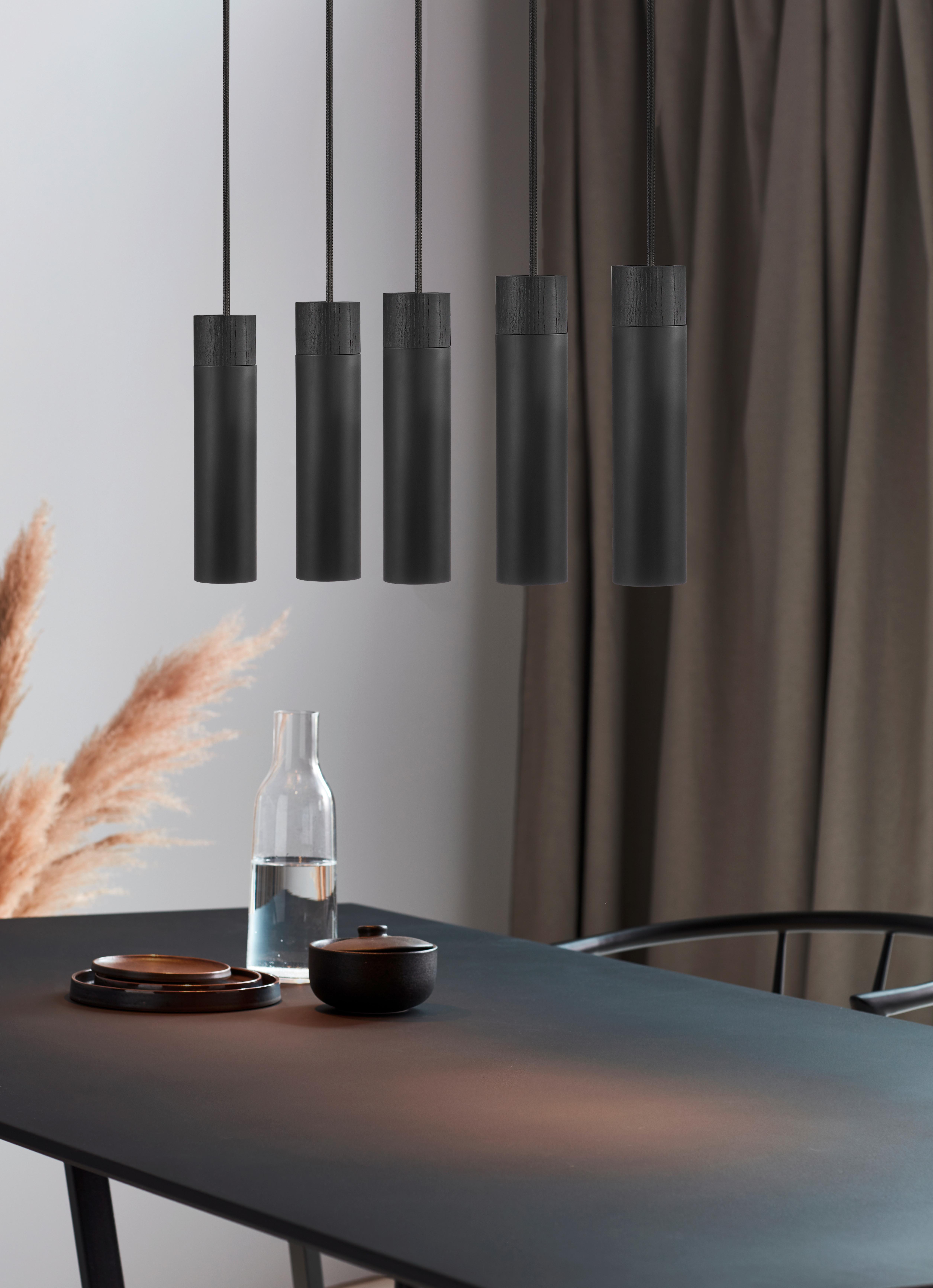 Hängeleuchte Tilo Pela Schwarz B: 80 cm - Schwarz, Design, Holz/Metall (80/24,6cm) - Nordlux