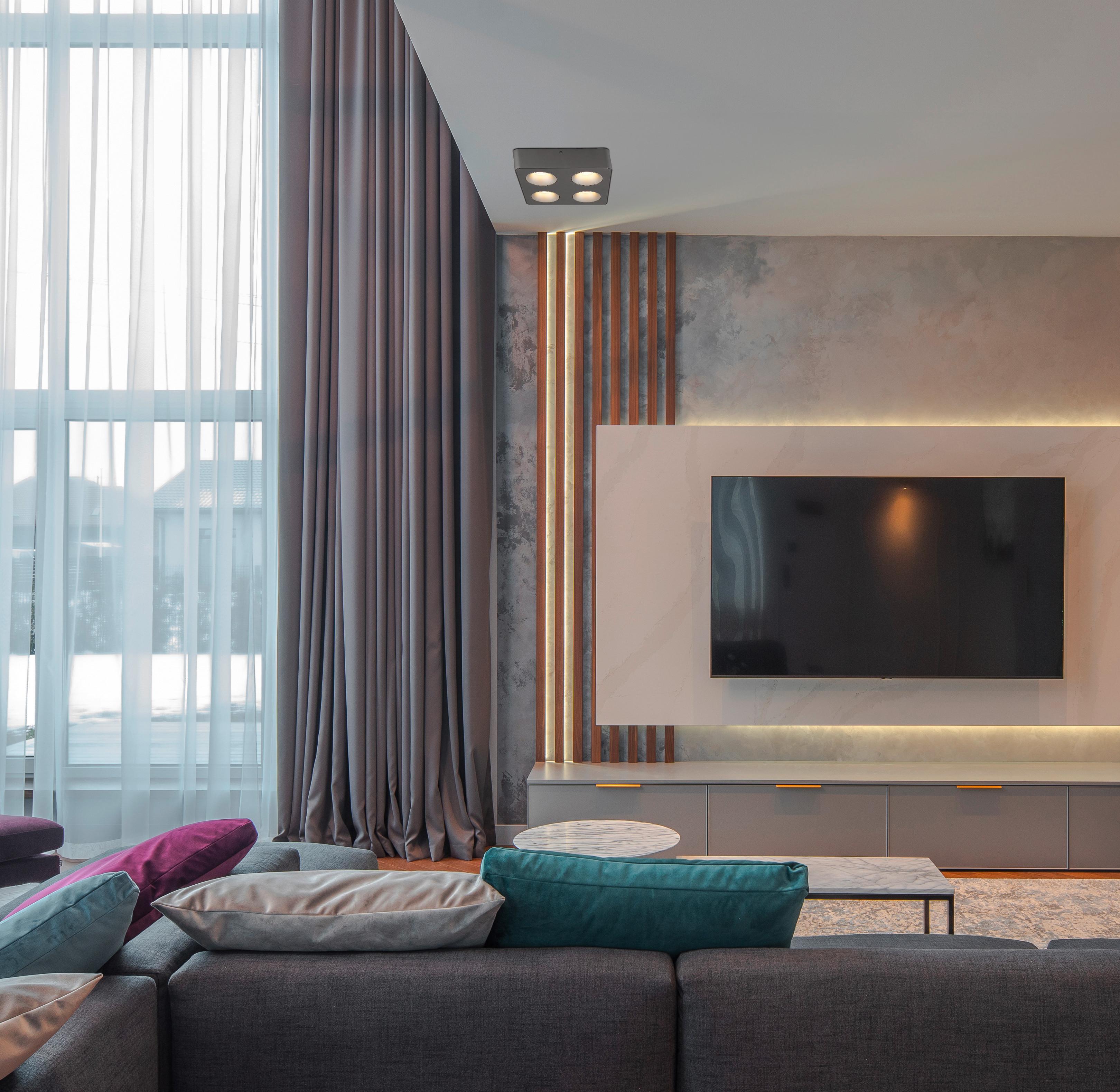 Led-strahler 43100-4 - Klar/Dunkelgrau, KONVENTIONELL, Kunststoff/Metall (22,4/22,4/5,5cm) - Globo