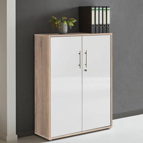 Aktenschrank Office Edition - Weiß/Sonoma Eiche, MODERN, Holzwerkstoff (84,5/114/33cm) - MID.YOU