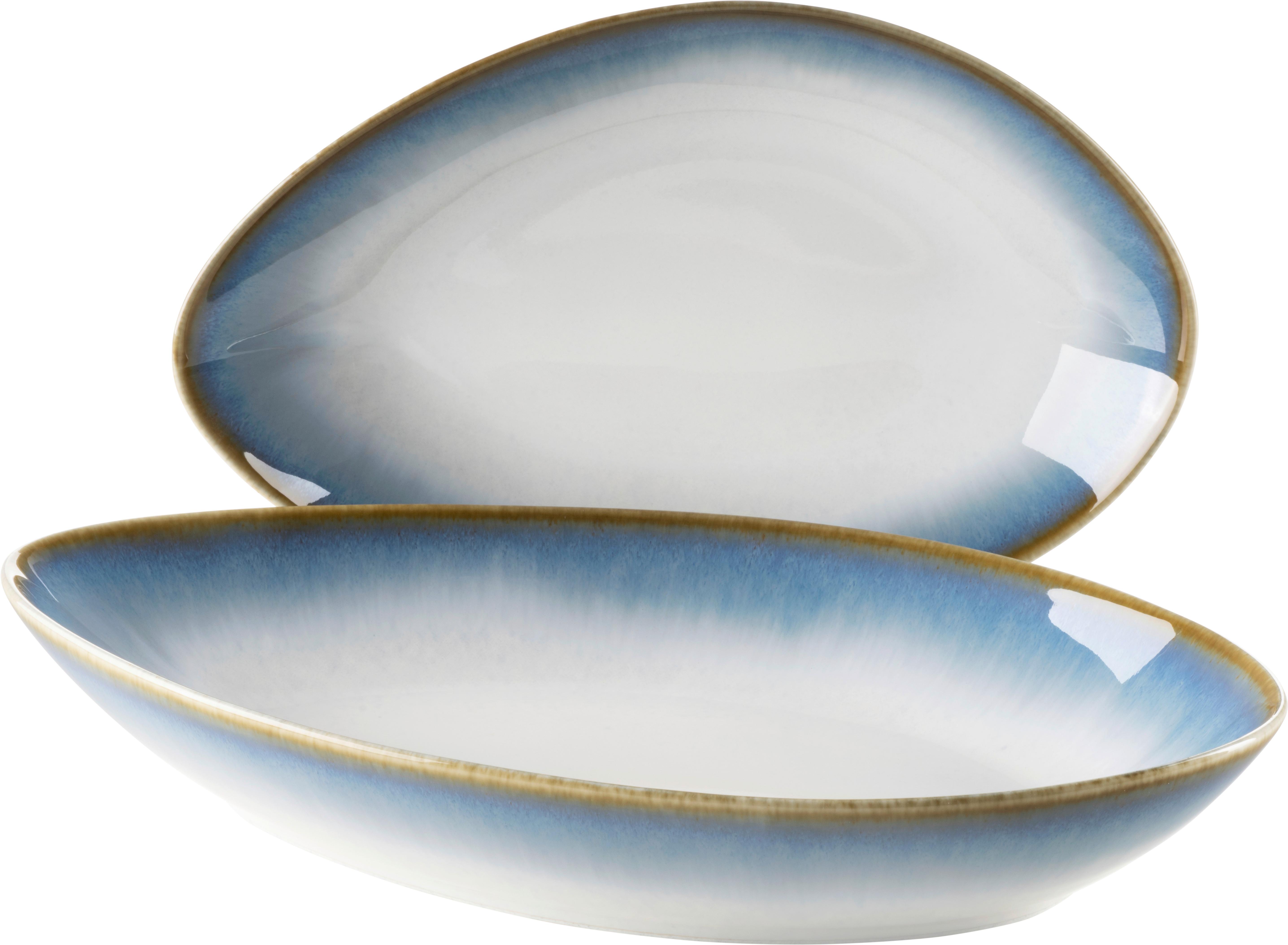 Schüsselset Aus Steinzeug La Sinfonia 2--Teilig. Hellblau - Weiß/Hellblau, Basics, Keramik (35/9,7/24cm) - Mäser