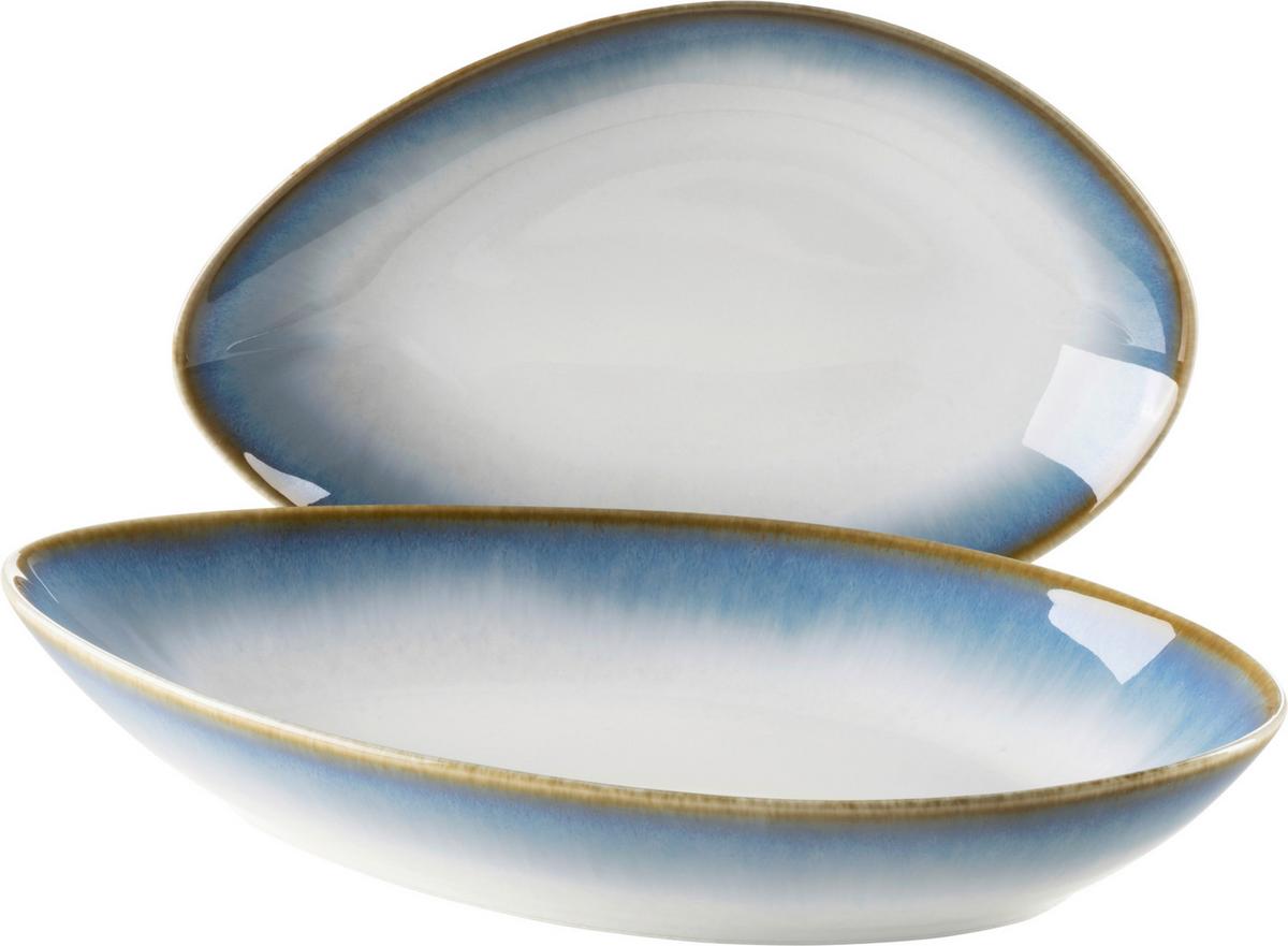 Schüsselset Aus Steinzeug La Sinfonia 2--Teilig. Hellblau - Weiß/Hellblau, Basics, Keramik (35/9,7/24cm) - Mäser