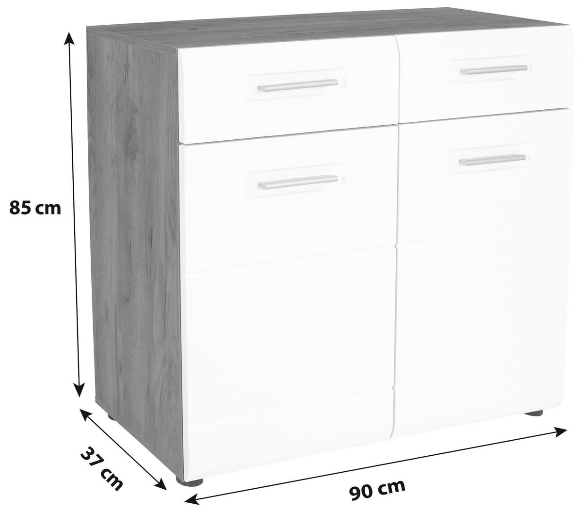 Komód Avensis New - tölgyfa színű/fehér, Konventionell, faalapú anyag (90/85,4/37cm) - Luca Bessoni