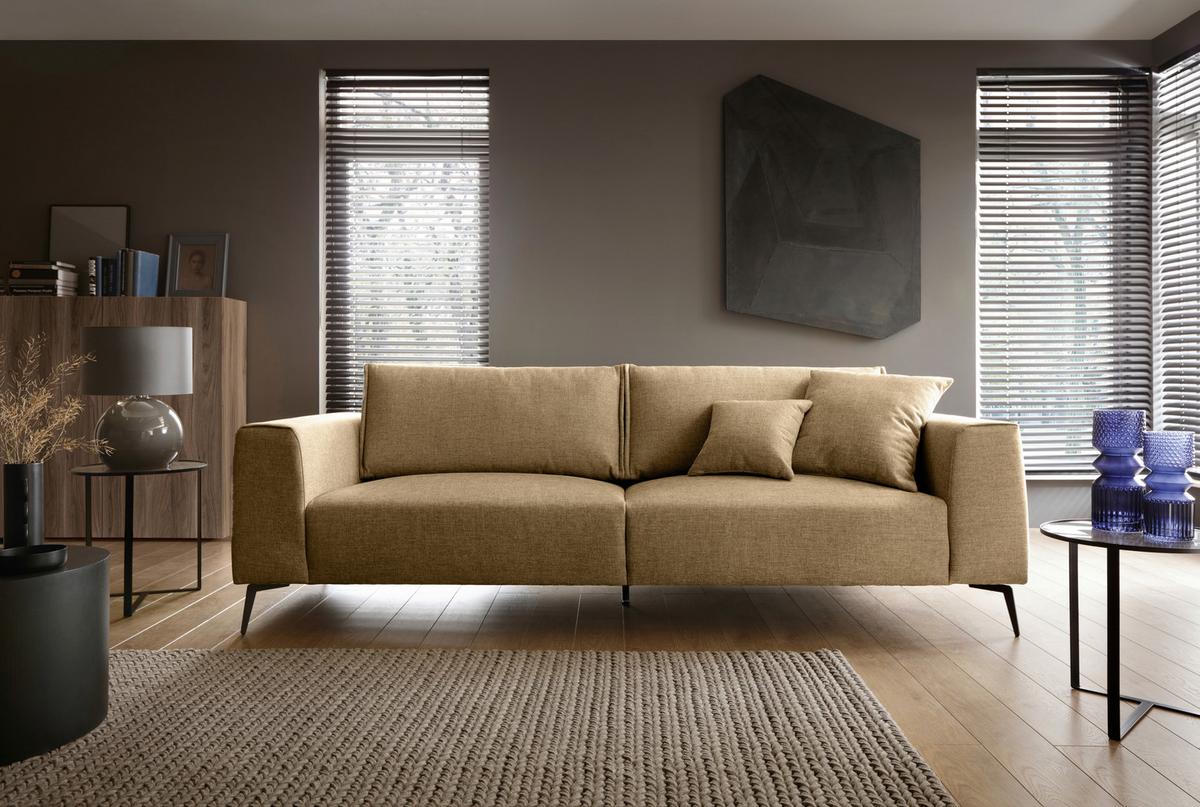 4-Sitzer-Sofa Seul Goldfarben - Goldfarben/Schwarz, Design, Holz/Textil (302/87/88cm) - MID.YOU