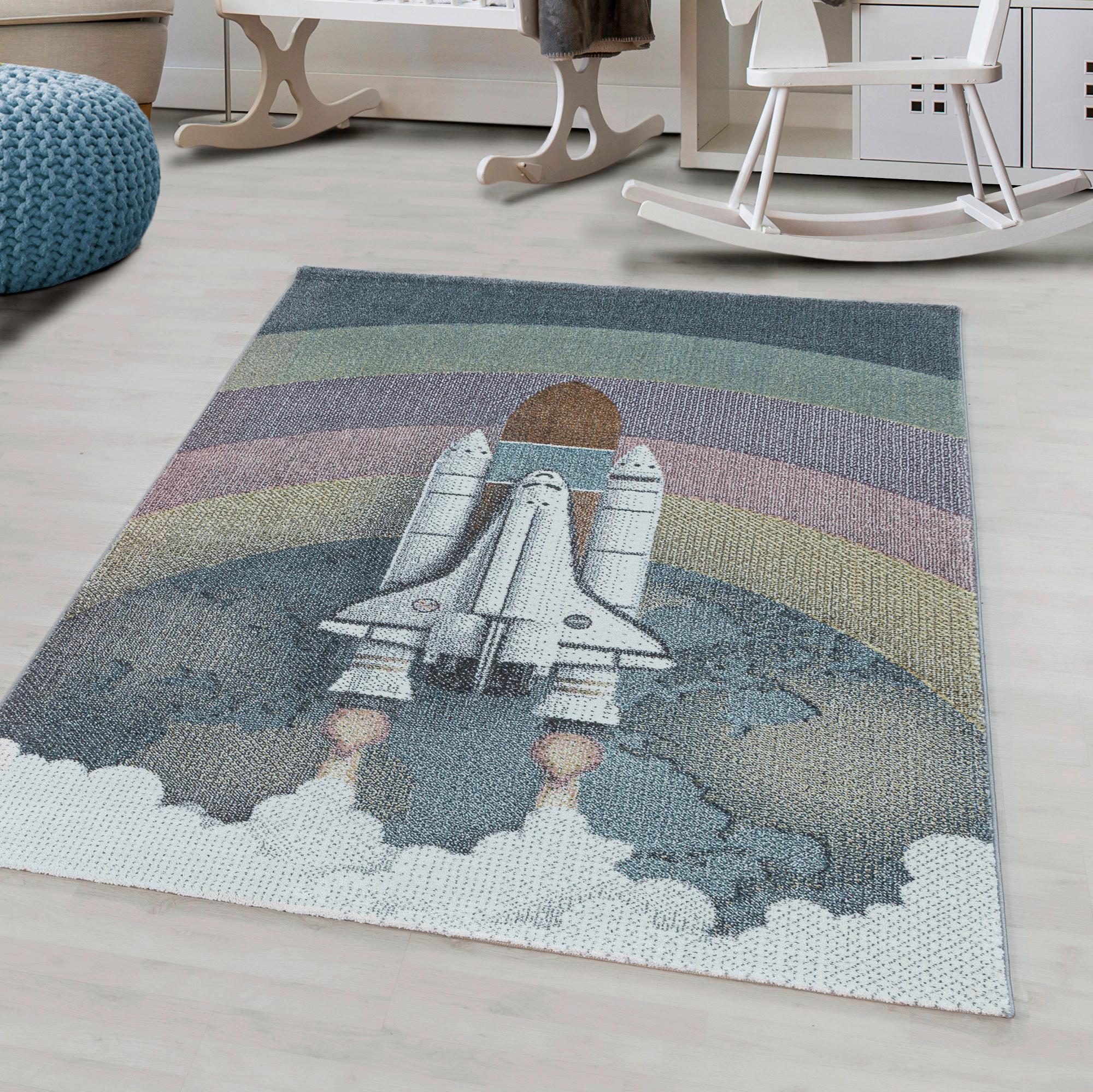 Kinderteppich Weltall Blau Funny 120x170 cm - Blau, Trend, Textil (120/170cm)