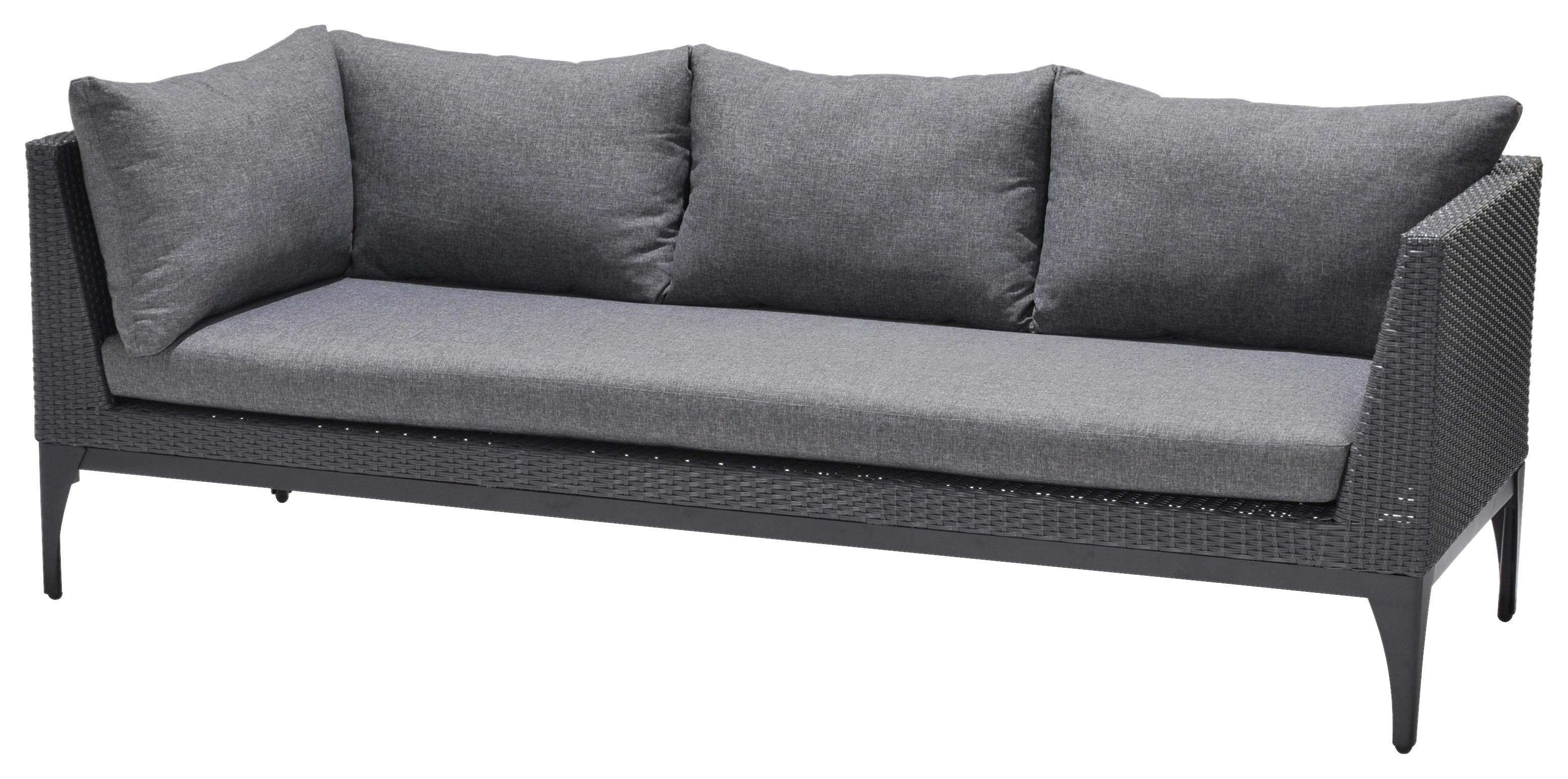 Loungesofa Infinity Aus Kunststoffgeflecht Mit Kissen - Anthrazit/Schwarz, Basics, Kunststoff/Metall (227/58/83cm)